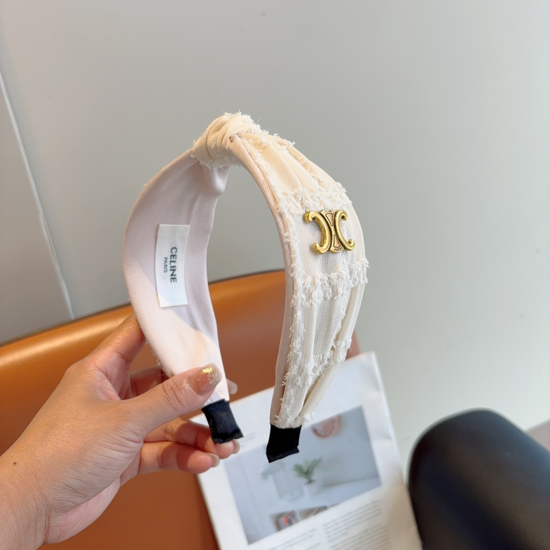 CELINE シャネル ヘアアクセント フレーム ブランド フラットヘアバンド シェービング ブラック ホワイト 全2色 - 画像 2