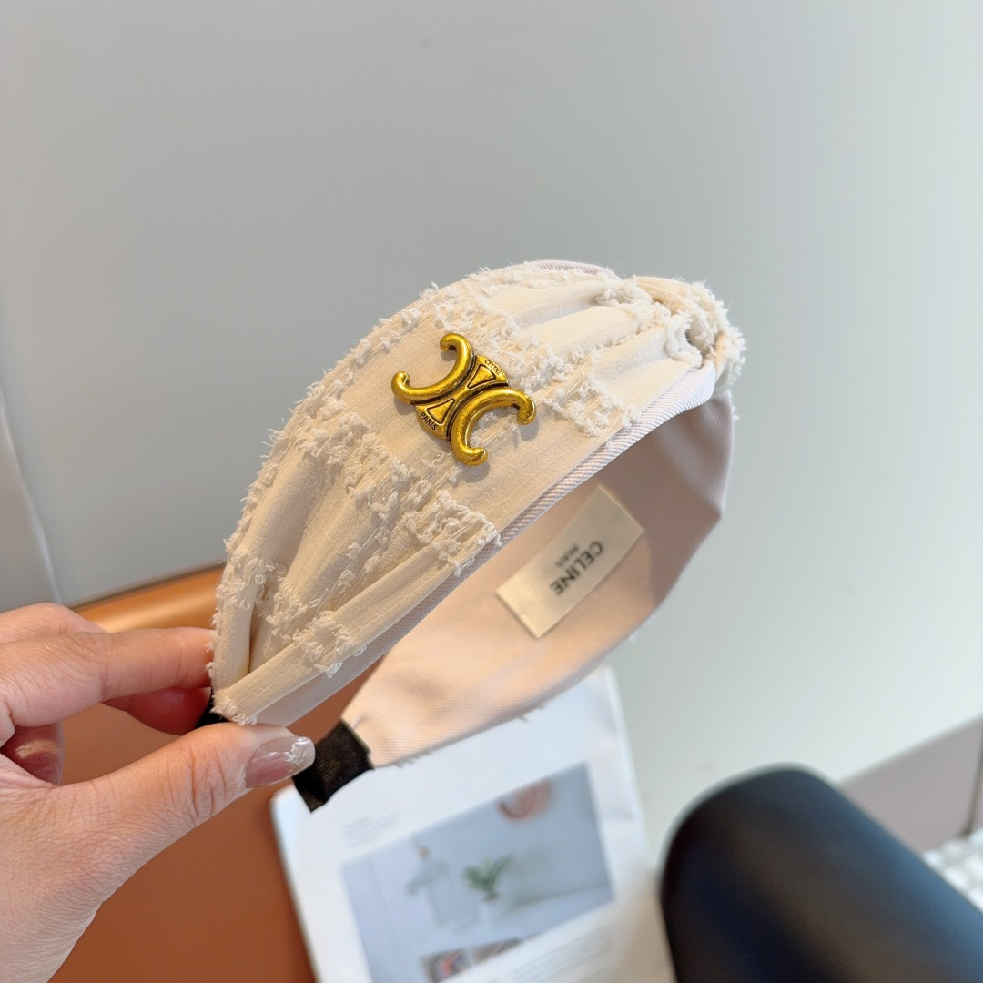 CELINE シャネル ヘアアクセント フレーム ブランド フラットヘアバンド シェービング ブラック ホワイト 全2色 - 画像 3