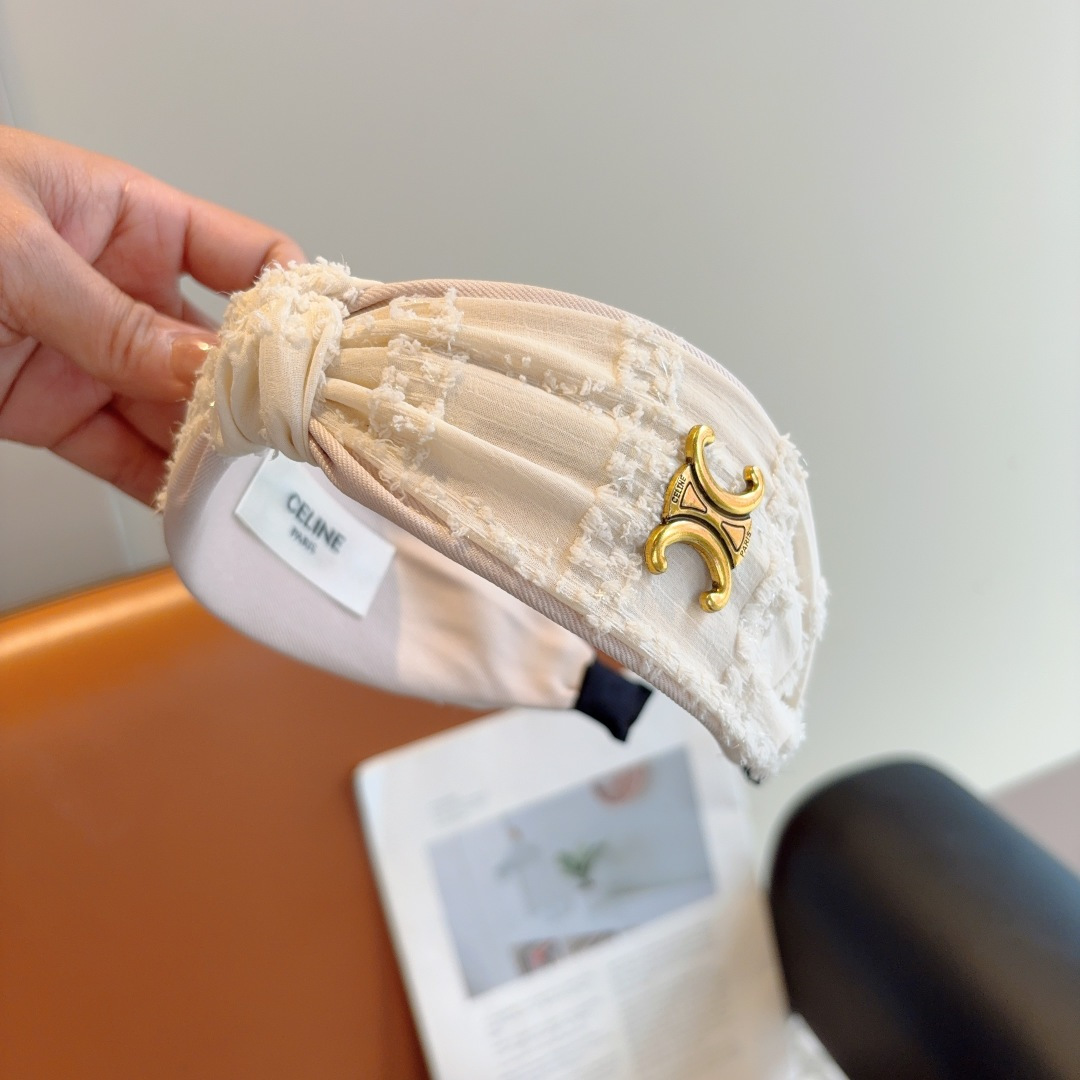 CELINE シャネル ヘアアクセント フレーム ブランド フラットヘアバンド シェービング ブラック ホワイト 全2色 - 画像 4