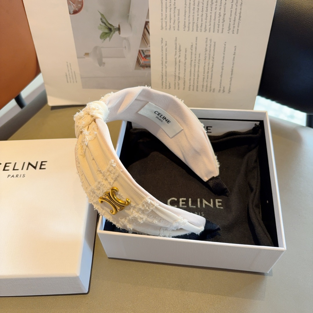 CELINE シャネル ヘアアクセント フレーム ブランド フラットヘアバンド シェービング ブラック ホワイト 全2色 - 画像 5