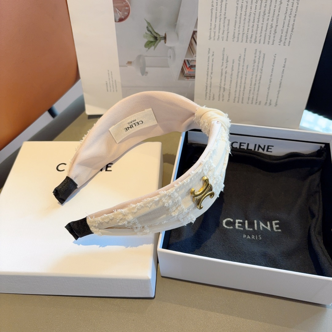 CELINE シャネル ヘアアクセント フレーム ブランド フラットヘアバンド シェービング ブラック ホワイト 全2色 - 画像 7
