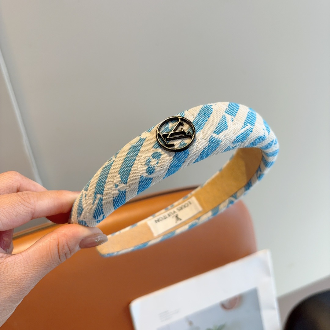 LOUIS VUITTON ルイヴィトン ヘアアクセサリー ファブリック ブランドロゴ ブルー 35文字 - 画像 2