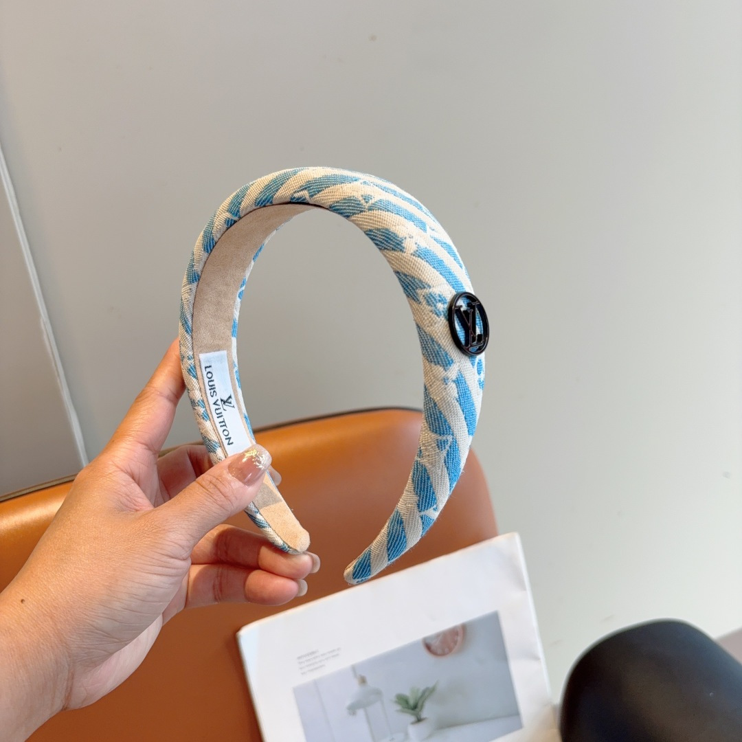 LOUIS VUITTON ルイヴィトン ヘアアクセサリー ファブリック ブランドロゴ ブルー 35文字 - 画像 4