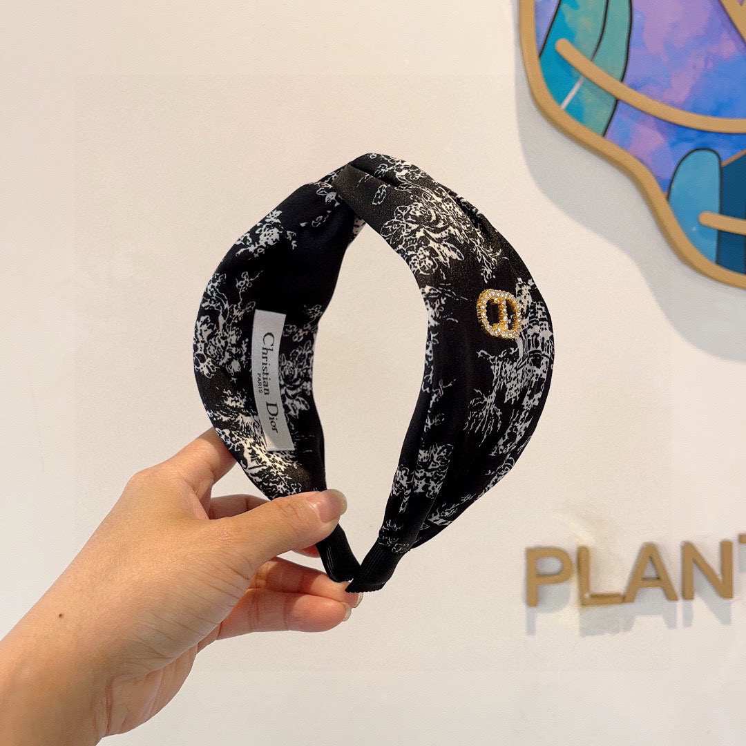 CHRISTIAN DIOR ディオール ヘッドバンド ブランド シルク ブラック 全2色 - 画像 2