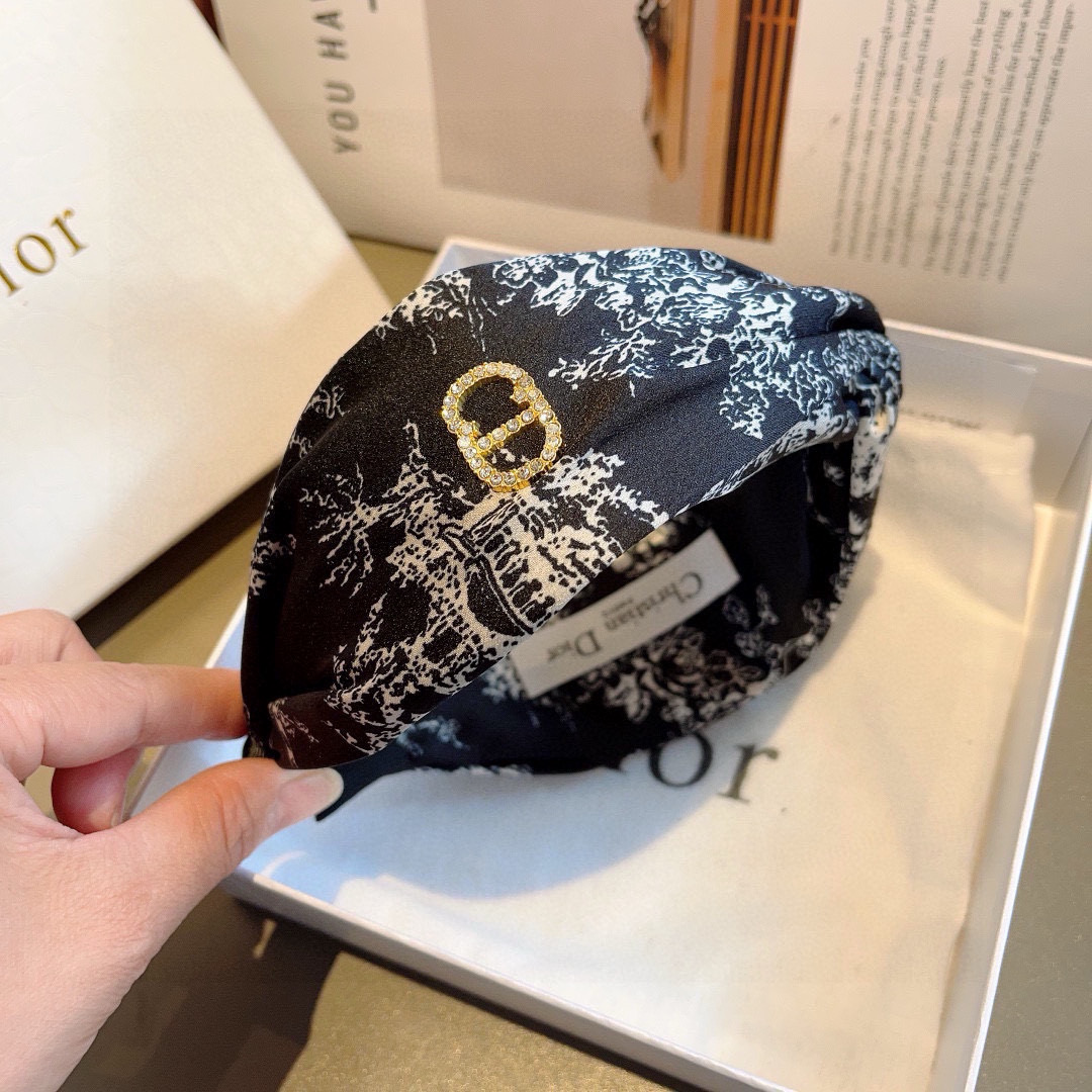 CHRISTIAN DIOR ディオール ヘッドバンド ブランド シルク ブラック 全2色 - 画像 6