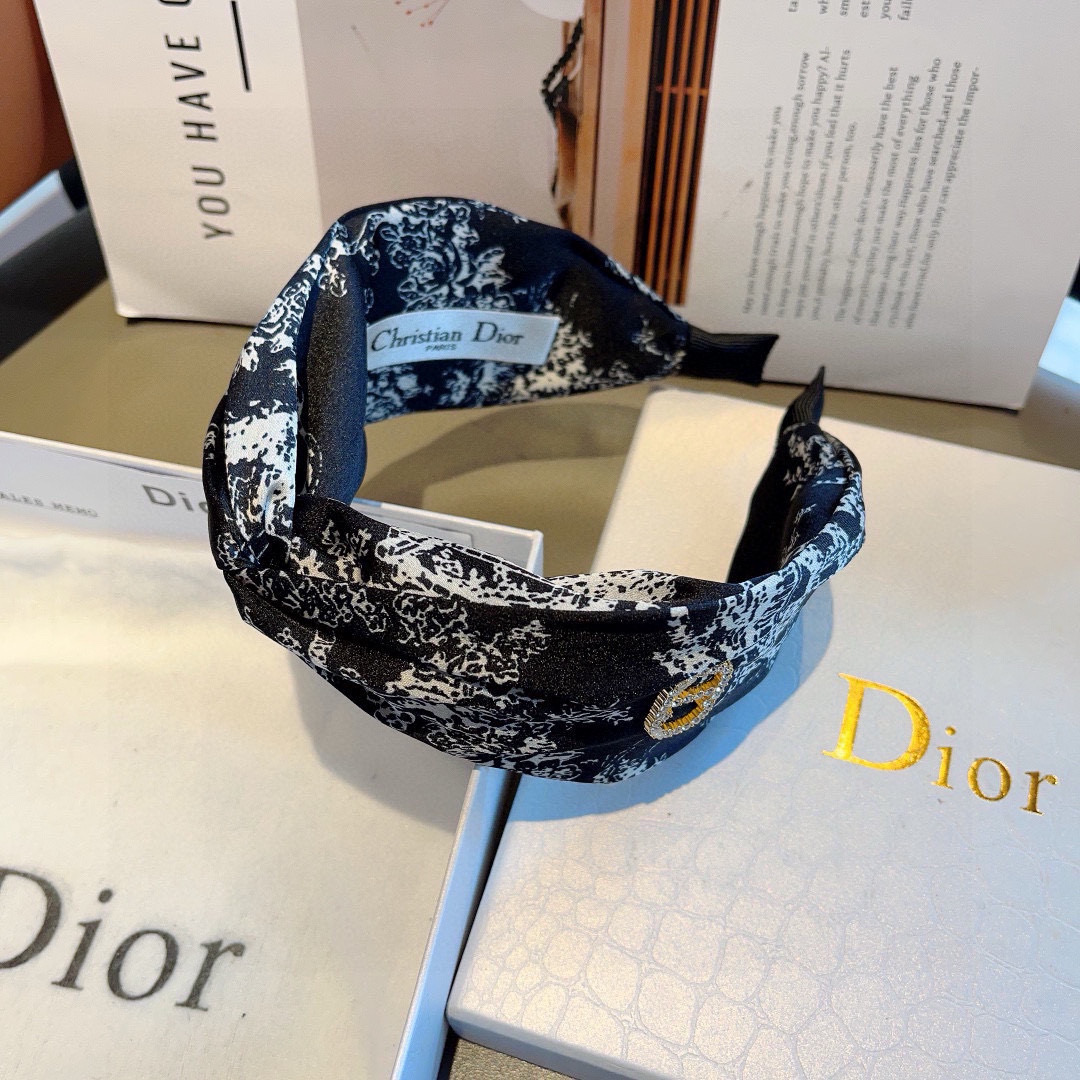 CHRISTIAN DIOR ディオール ヘッドバンド ブランド シルク ブラック 全2色 - 画像 8