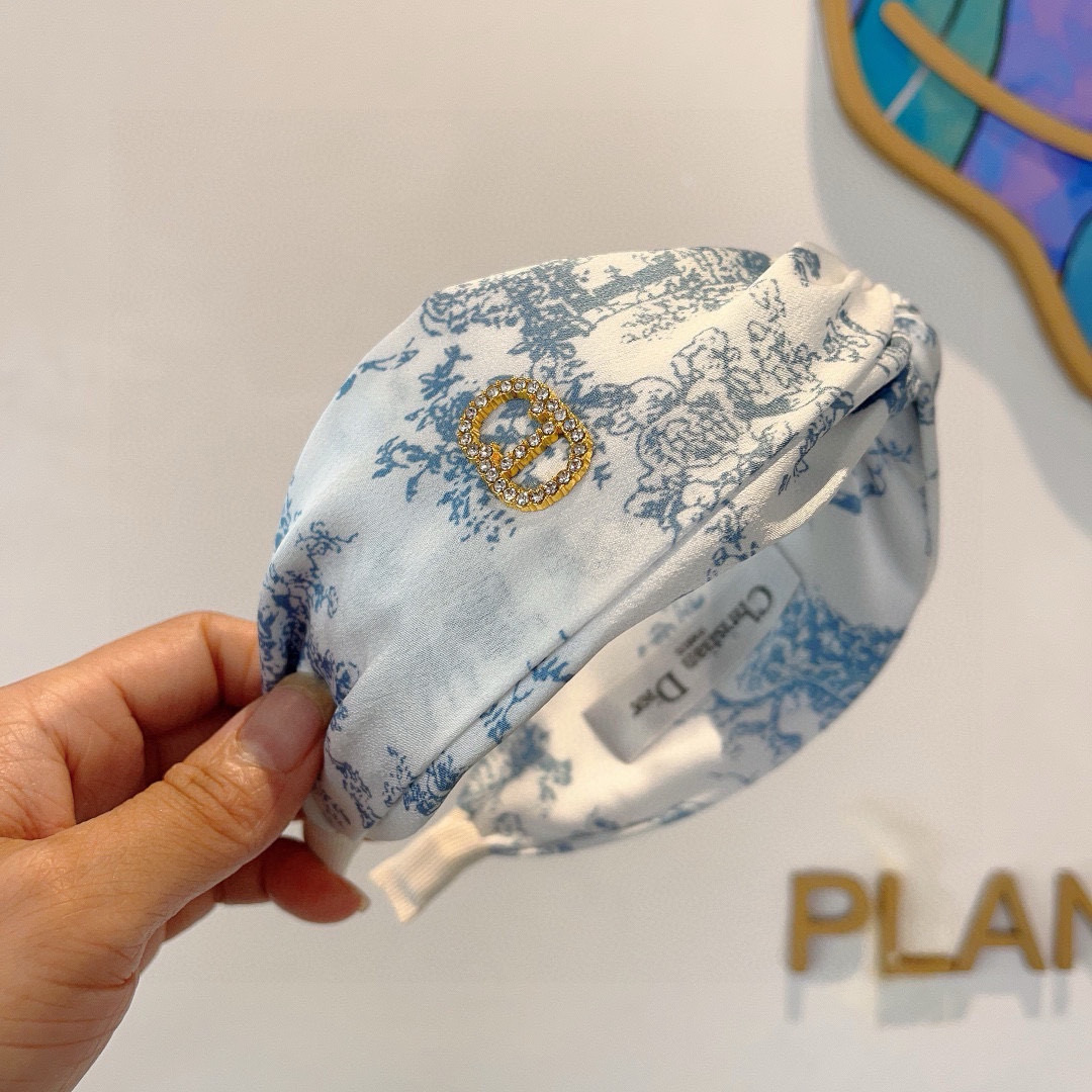 Dior ディオール ヘッドバンド ブルーモチーフ 本革 1色展開 - 画像 3