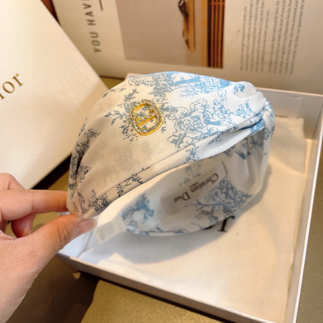 Dior ディオール ヘッドバンド ブルーモチーフ 本革 1色展開 - 画像 6