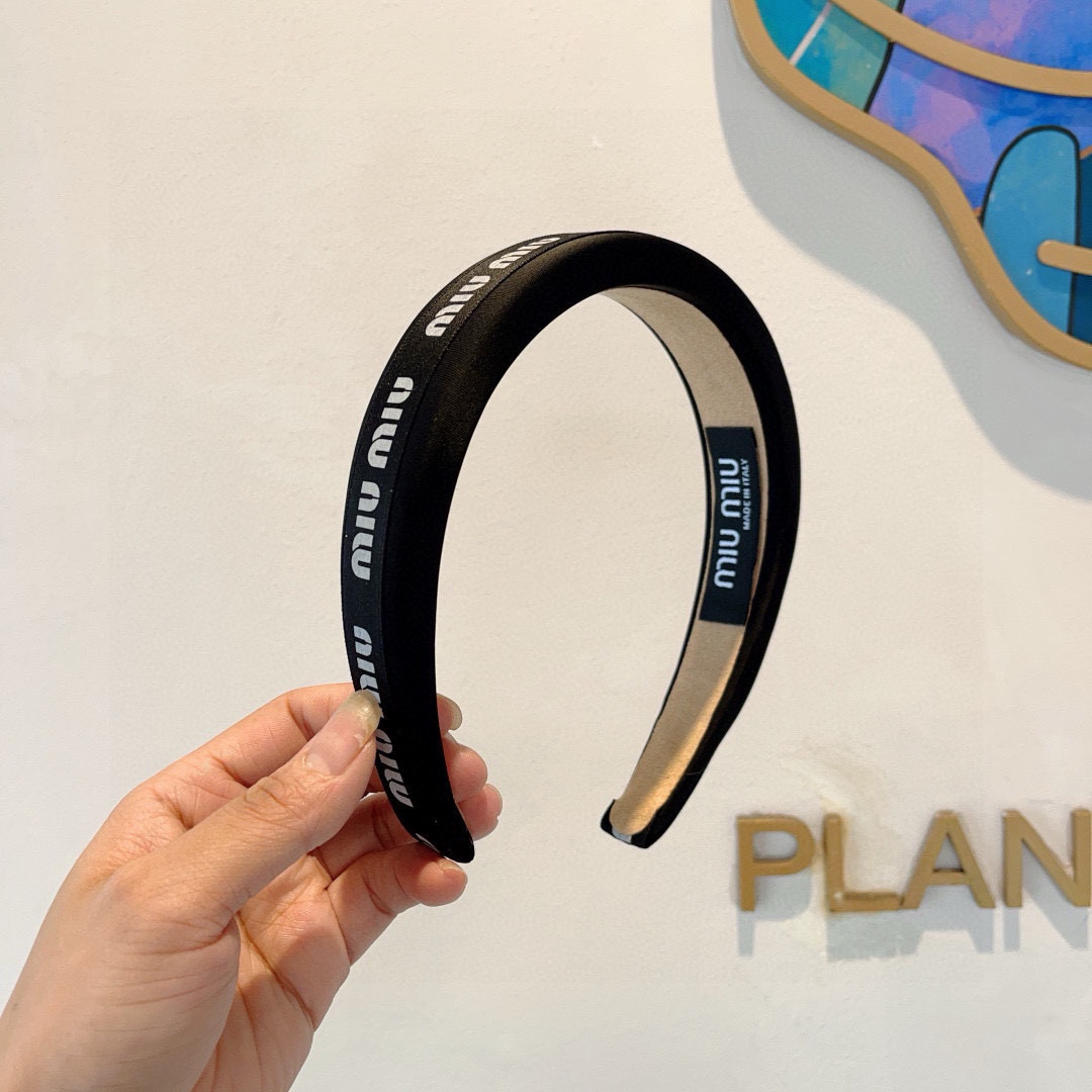 MIU MIU ミウミウ ヘアアクセサリー リボンヘアバンド ブラック