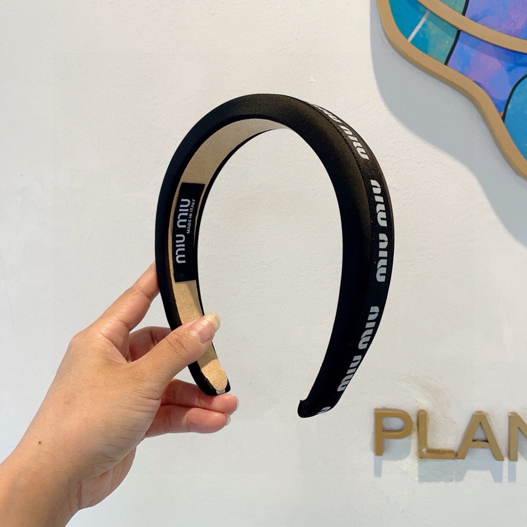 MIU MIU ミウミウ ヘアアクセサリー リボンヘアバンド ブラック - 画像 2