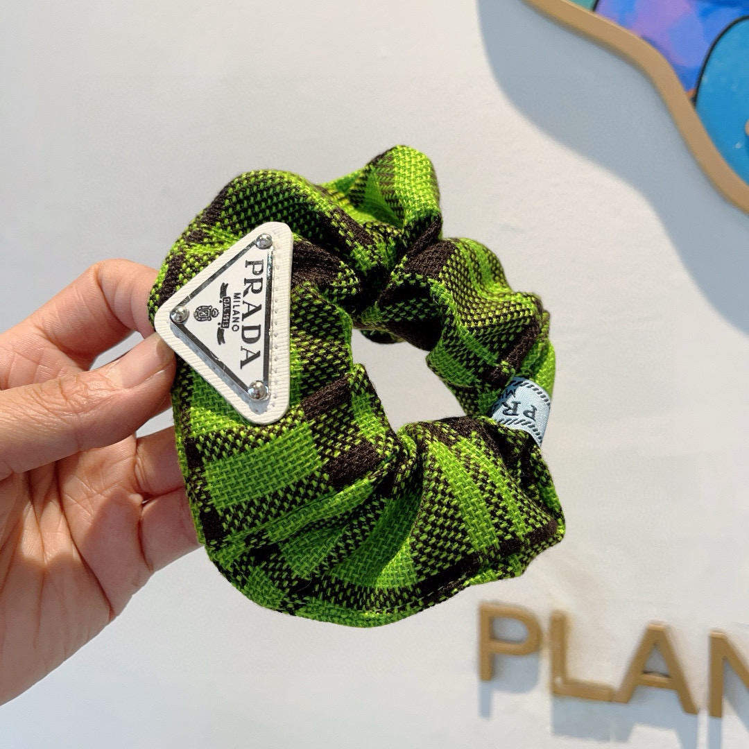 PRADA プラダ ヘアゴム プラダ ミニ triangle ブラック ネイビー グリーン - 画像 3