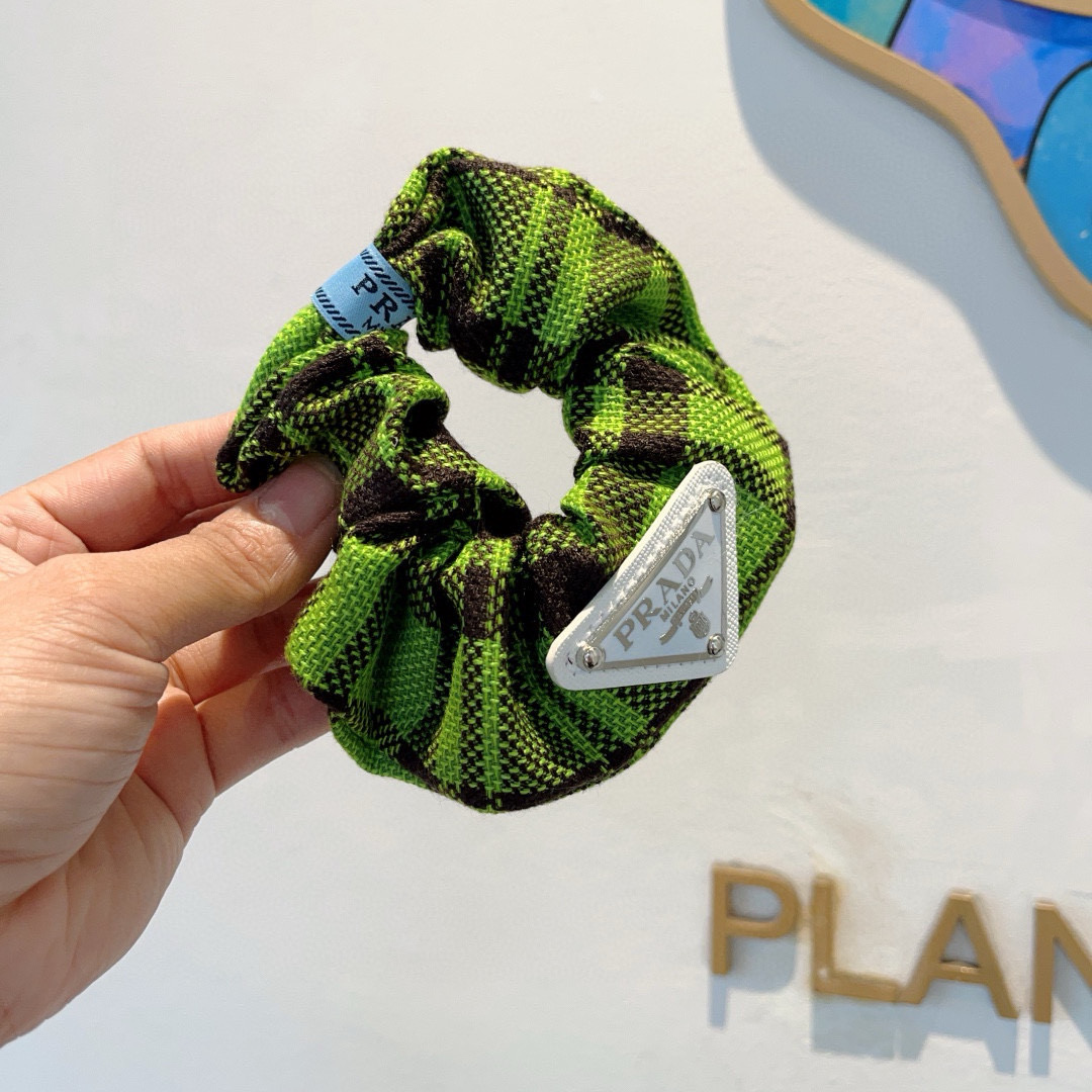 PRADA プラダ ヘアゴム プラダ ミニ triangle ブラック ネイビー グリーン - 画像 4