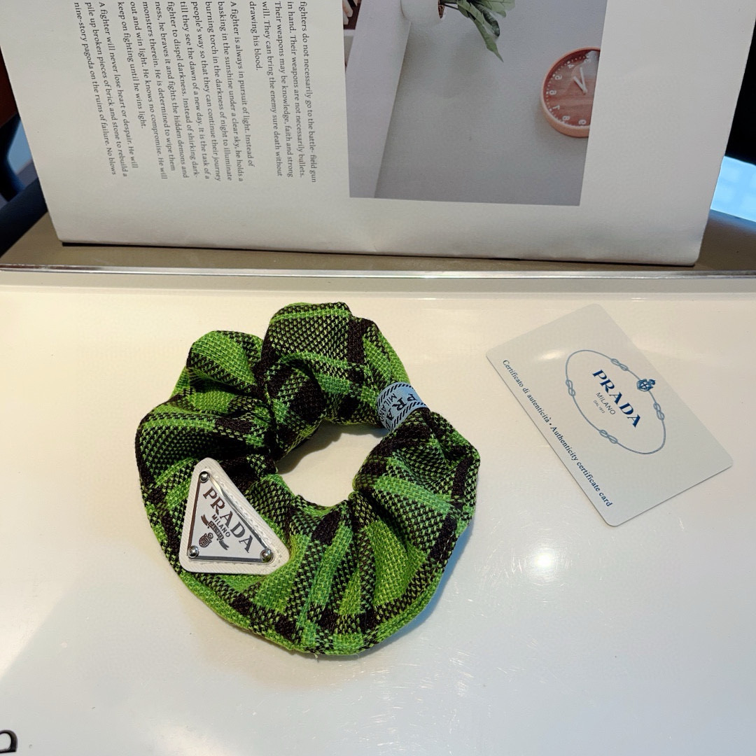 PRADA プラダ ヘアゴム プラダ ミニ triangle ブラック ネイビー グリーン - 画像 6