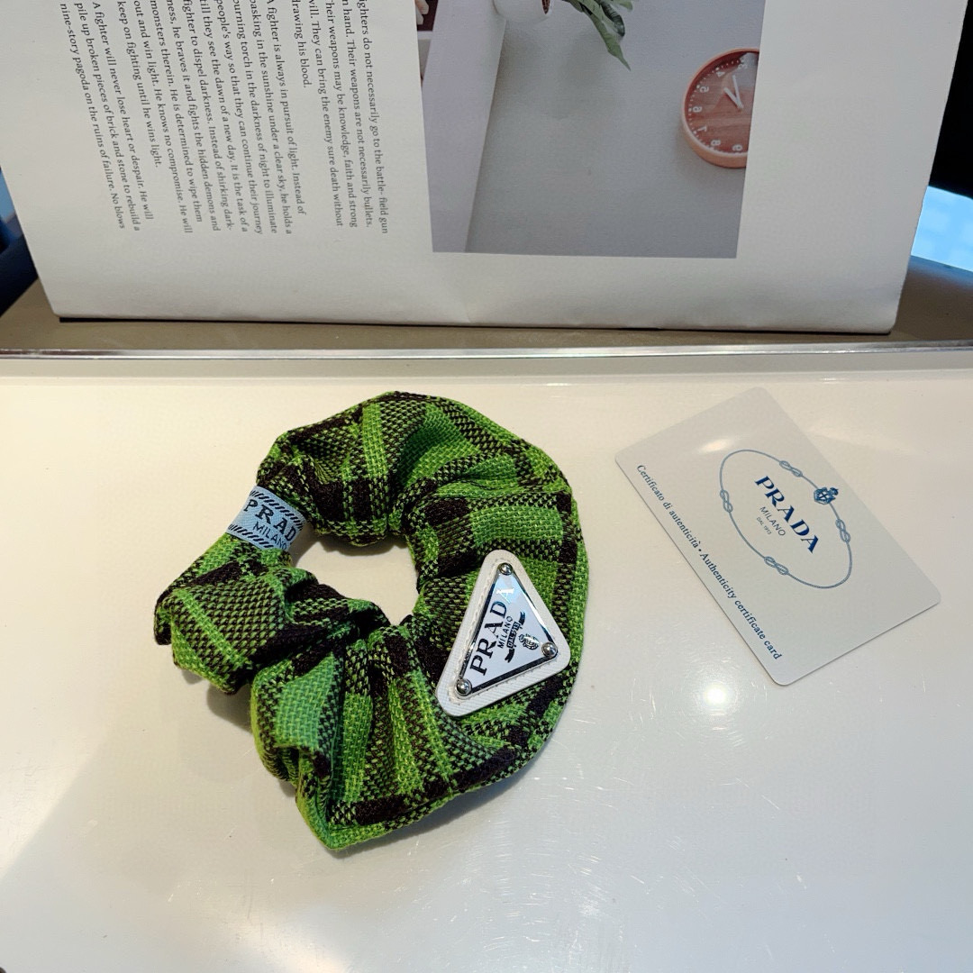 PRADA プラダ ヘアゴム プラダ ミニ triangle ブラック ネイビー グリーン - 画像 7