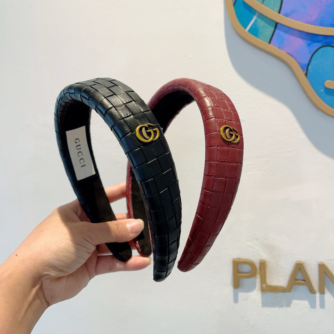 GUCCI グッチ ヘアバンド 本革 ブラック レッド 全2色 - 画像 9