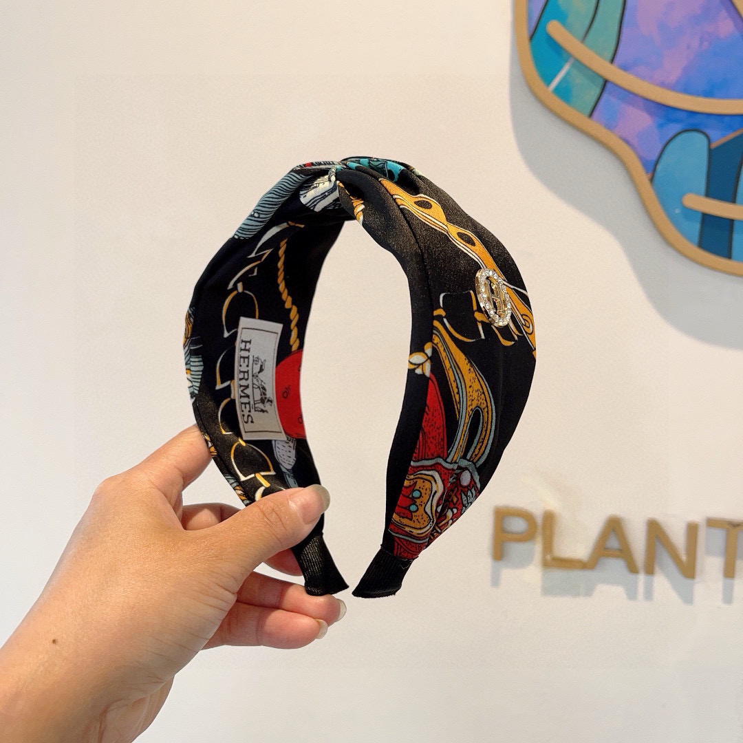 HERMES ラルム ヘアバンド ファッション ブランド ホワイト 黒 ブルー 2色展開 - 画像 2