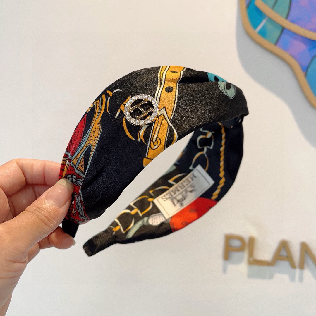 HERMES ラルム ヘアバンド ファッション ブランド ホワイト 黒 ブルー 2色展開 - 画像 3