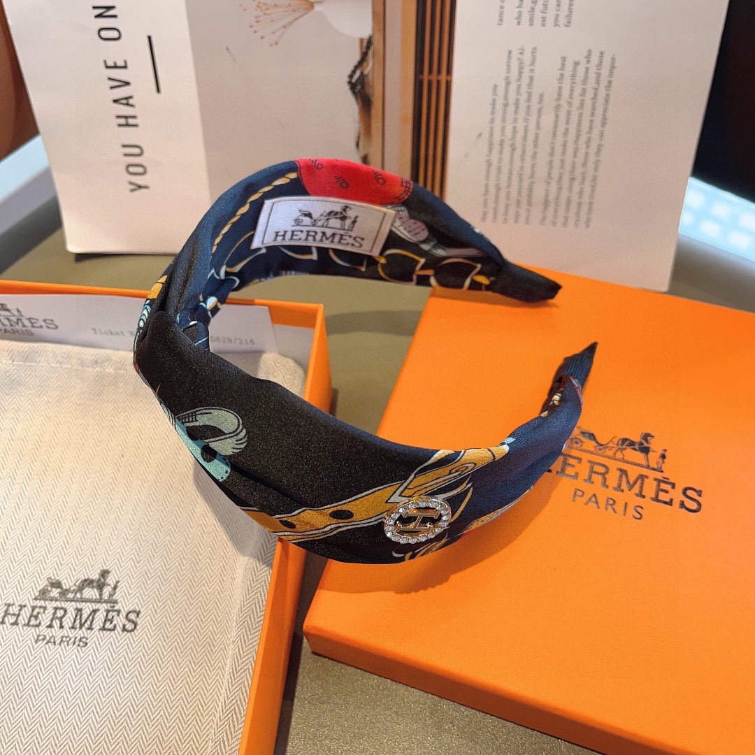 HERMES ラルム ヘアバンド ファッション ブランド ホワイト 黒 ブルー 2色展開 - 画像 8