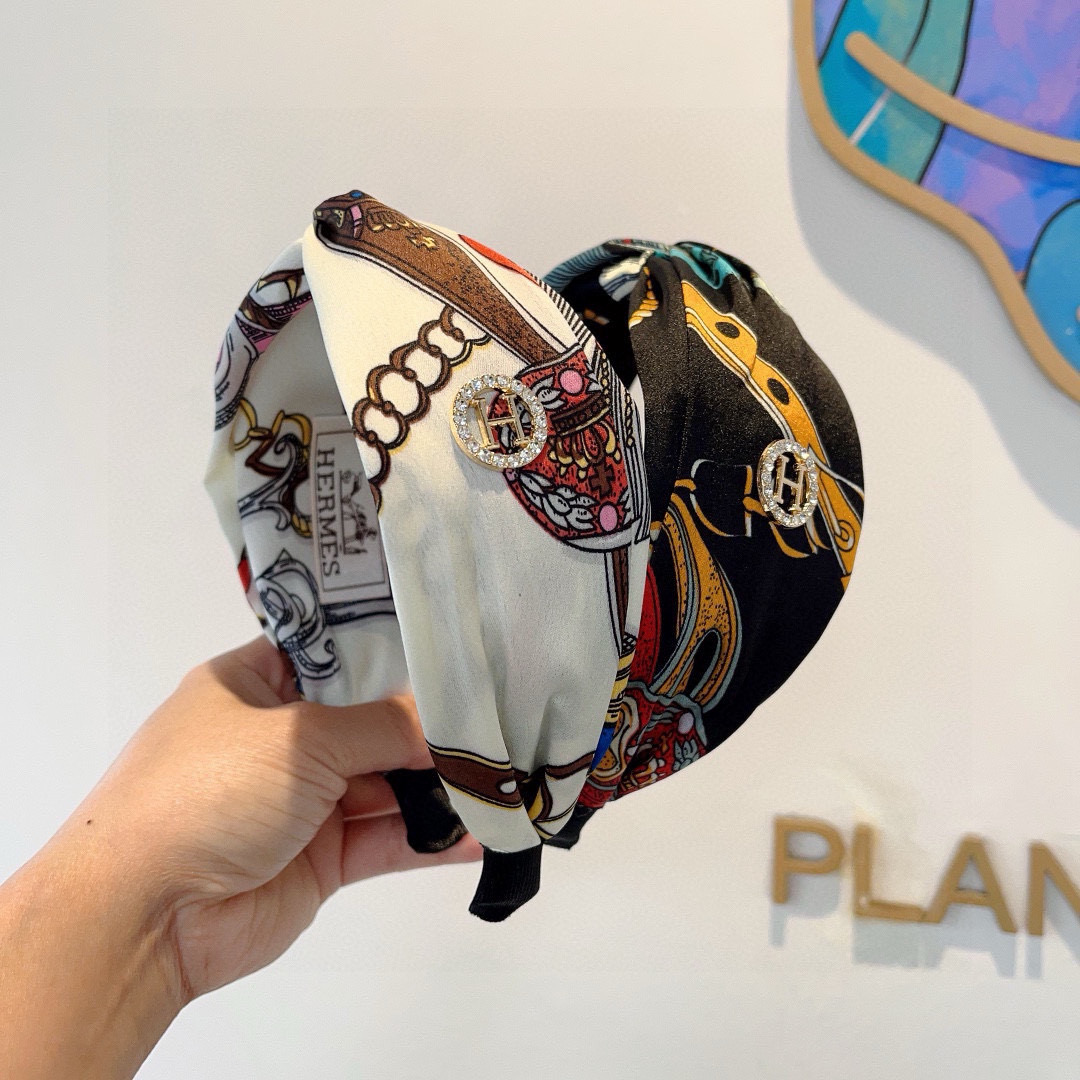 HERMES ラルム ヘアバンド ファッション ブランド ホワイト 黒 ブルー 2色展開 - 画像 9