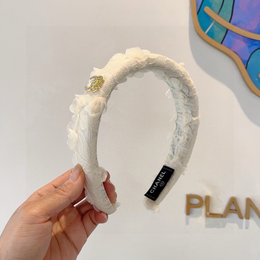 CHANEL シャネル ヘッドバンド レース 通勤 通学 ブラック ホワイト 全2色