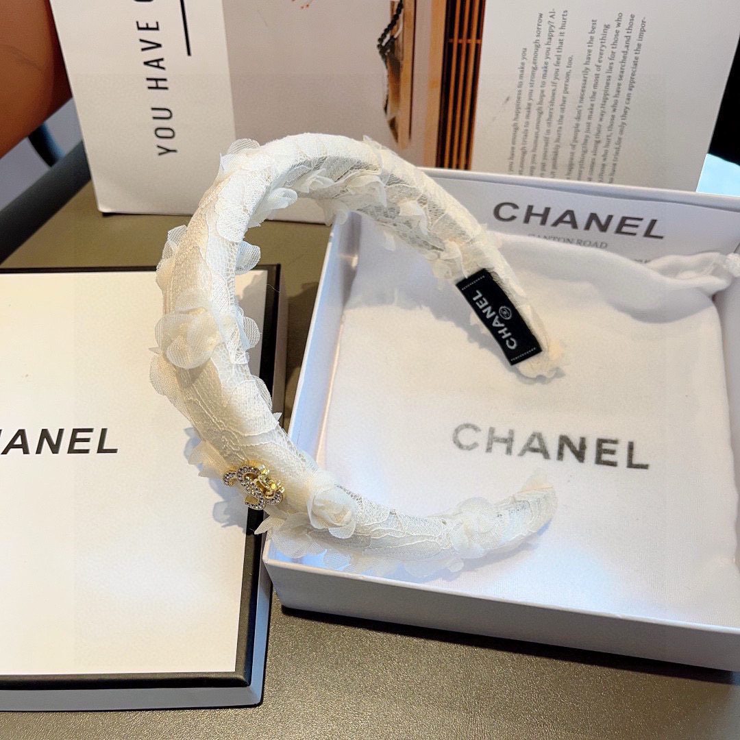 CHANEL シャネル ヘッドバンド レース 通勤 通学 ブラック ホワイト 全2色 - 画像 5