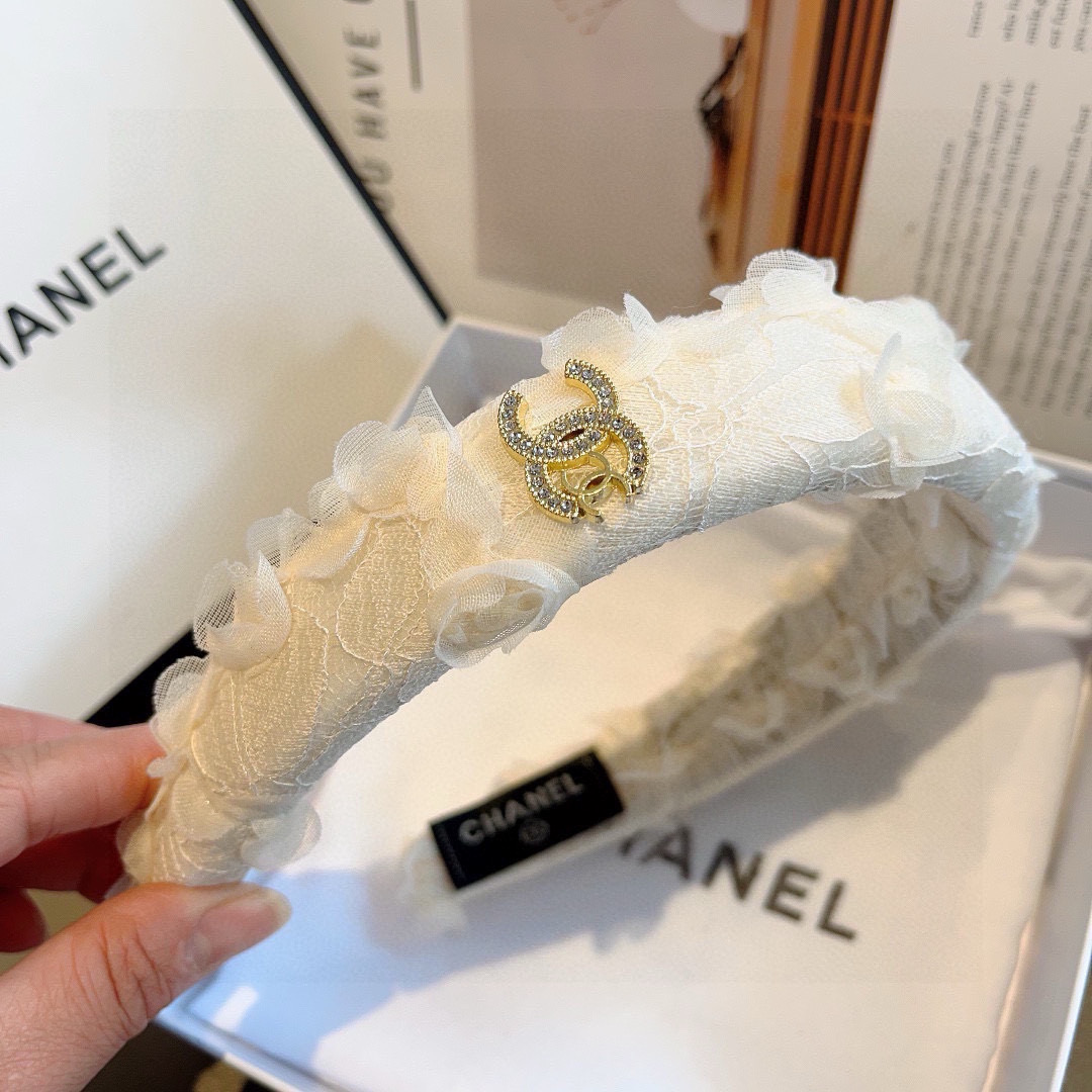 CHANEL シャネル ヘッドバンド レース 通勤 通学 ブラック ホワイト 全2色 - 画像 6