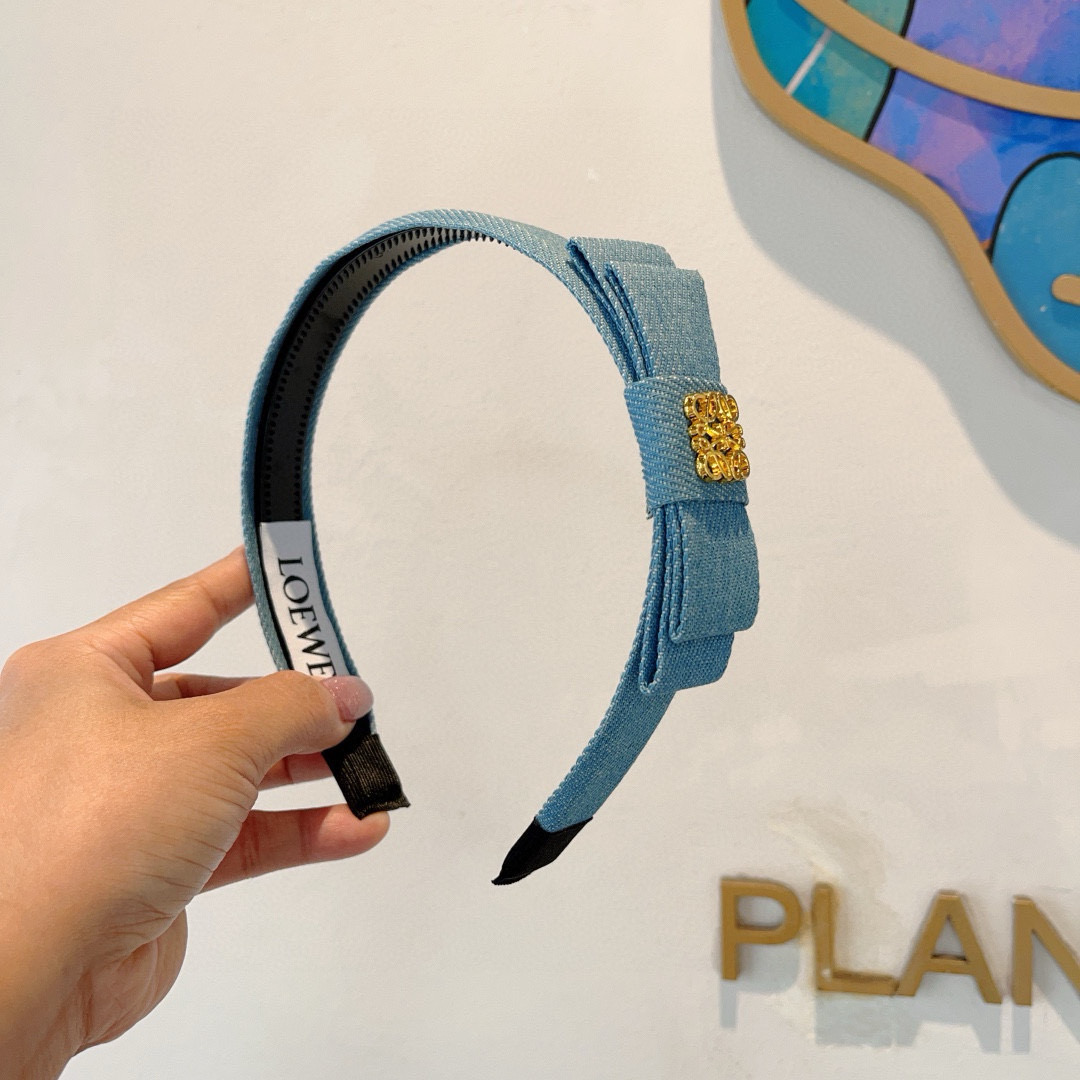 LOEWE ロエヴェ ヘアバンド デニム風 ファッション ブランド ブルー - 画像 2