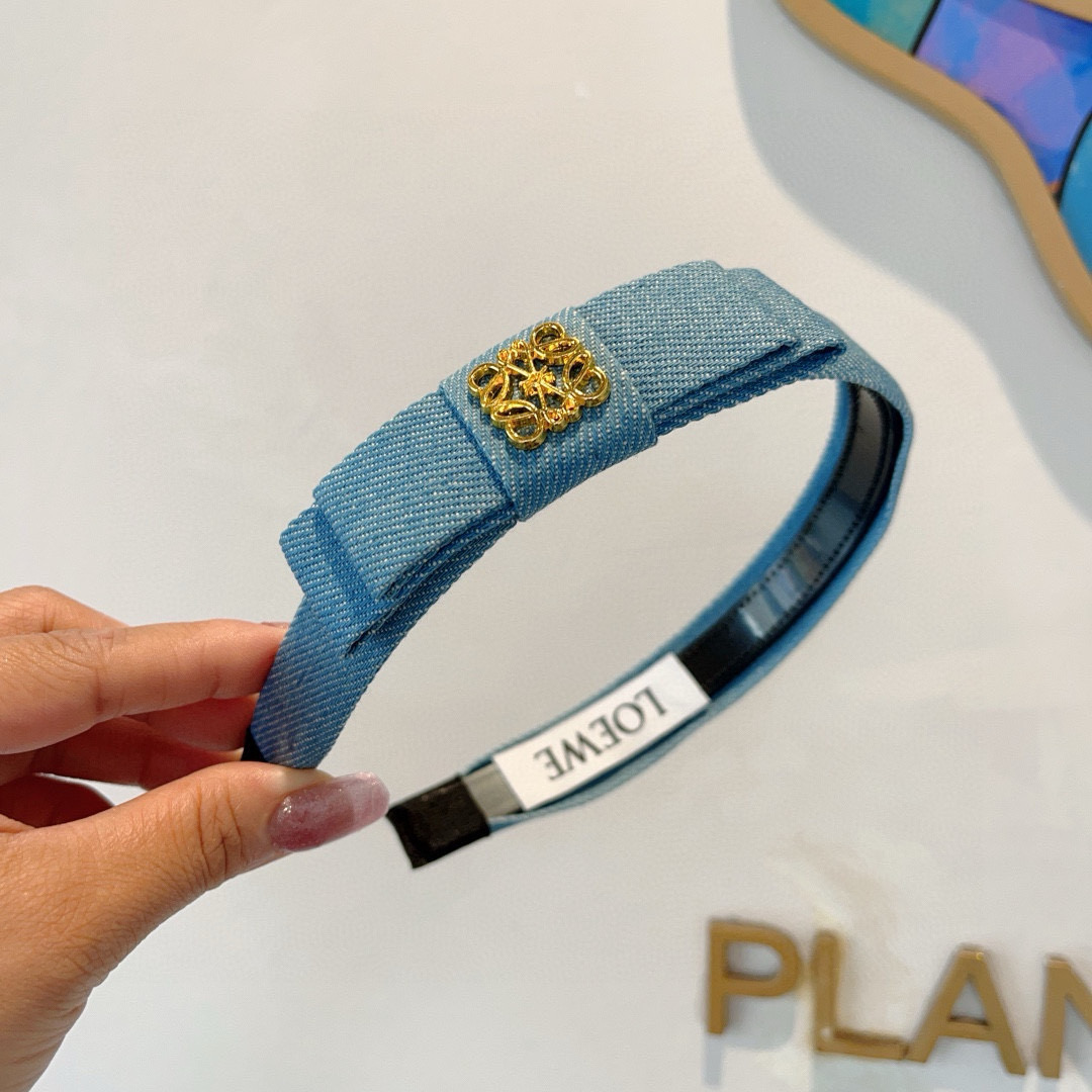 LOEWE ロエヴェ ヘアバンド デニム風 ファッション ブランド ブルー - 画像 3