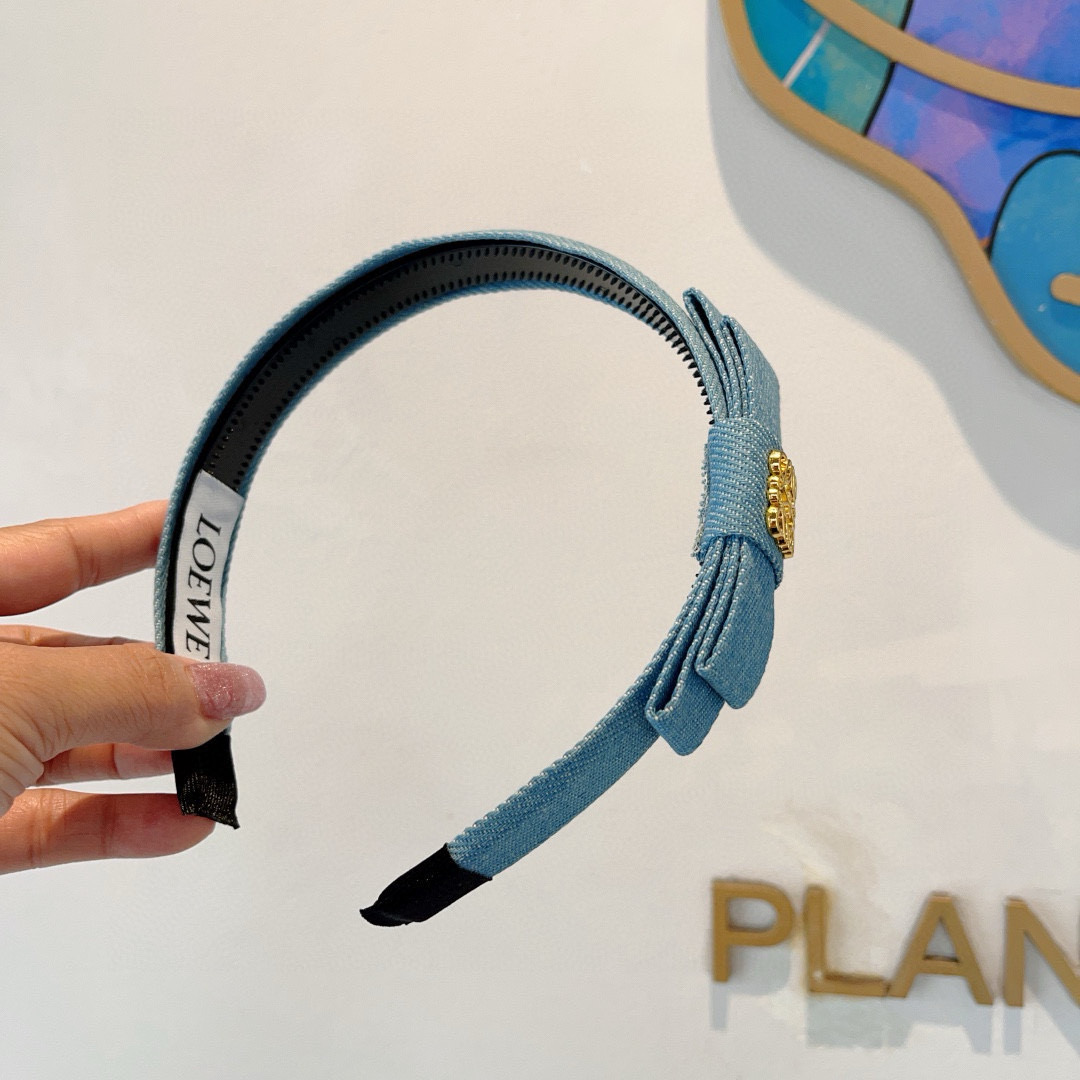 LOEWE ロエヴェ ヘアバンド デニム風 ファッション ブランド ブルー - 画像 4
