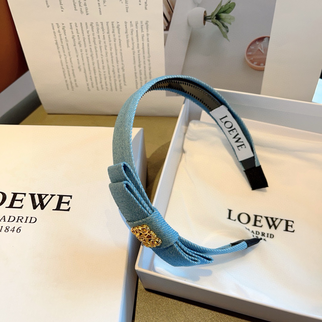 LOEWE ロエヴェ ヘアバンド デニム風 ファッション ブランド ブルー - 画像 7