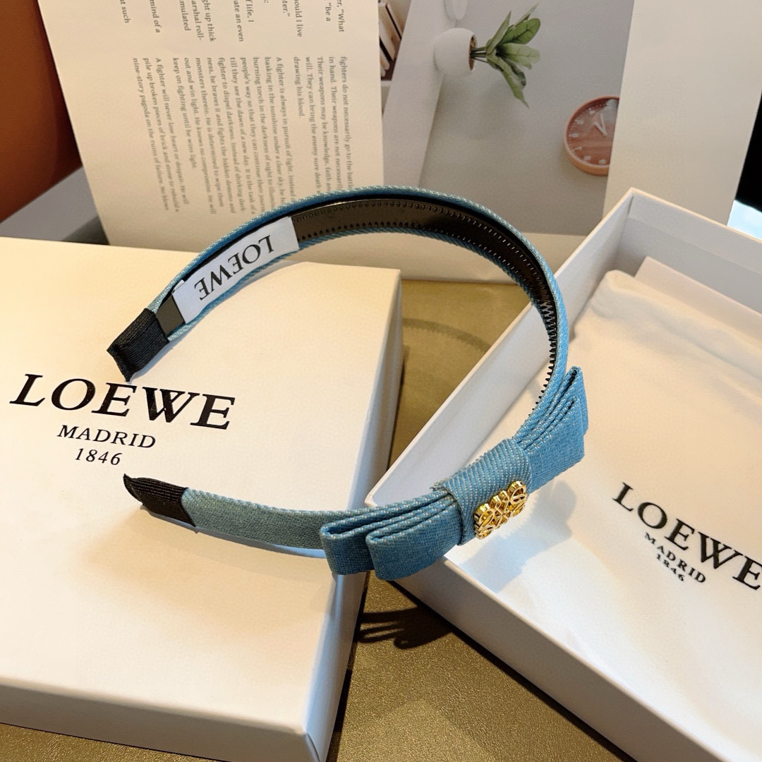 LOEWE ロエヴェ ヘアバンド デニム風 ファッション ブランド ブルー - 画像 8