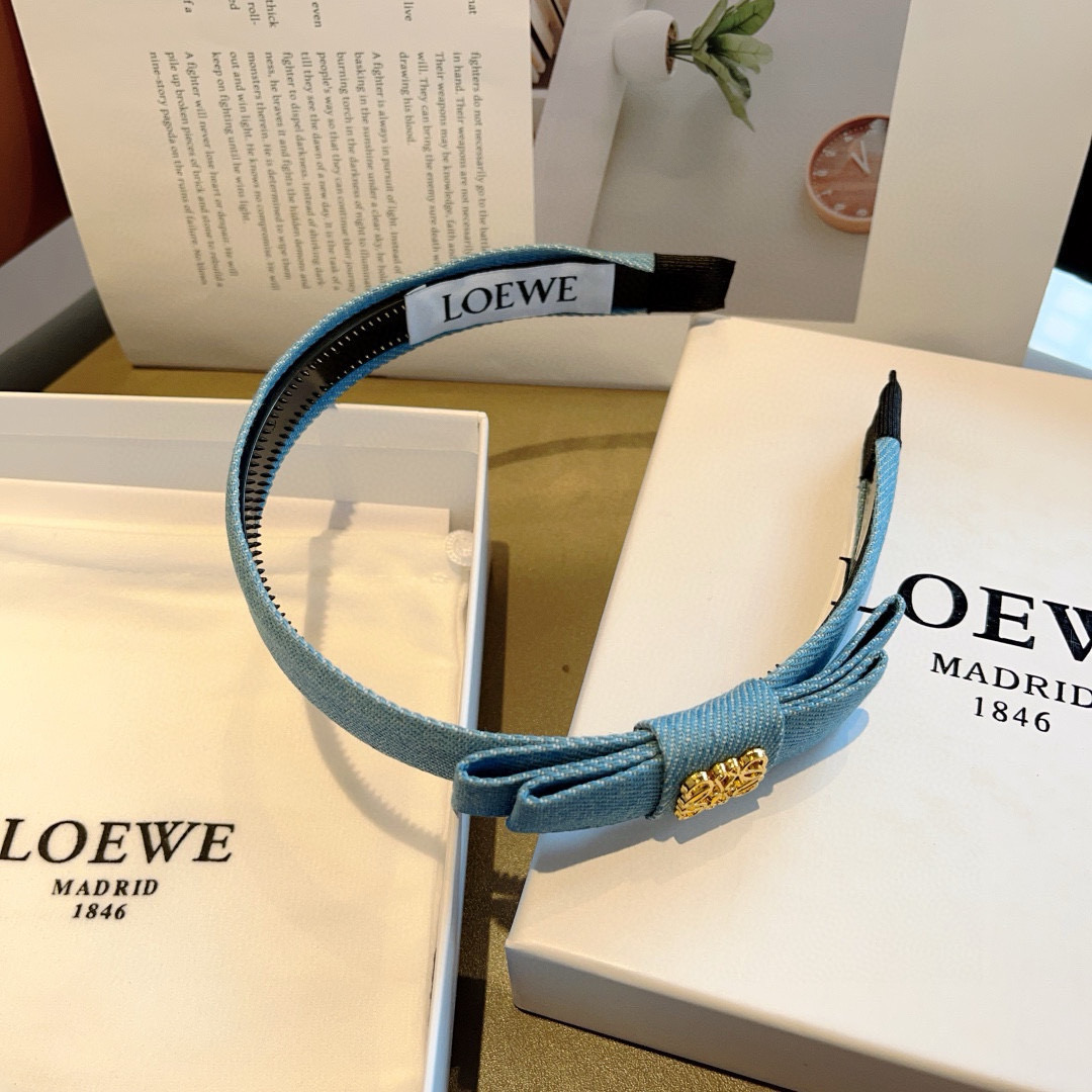 LOEWE ロエヴェ ヘアバンド デニム風 ファッション ブランド ブルー - 画像 9