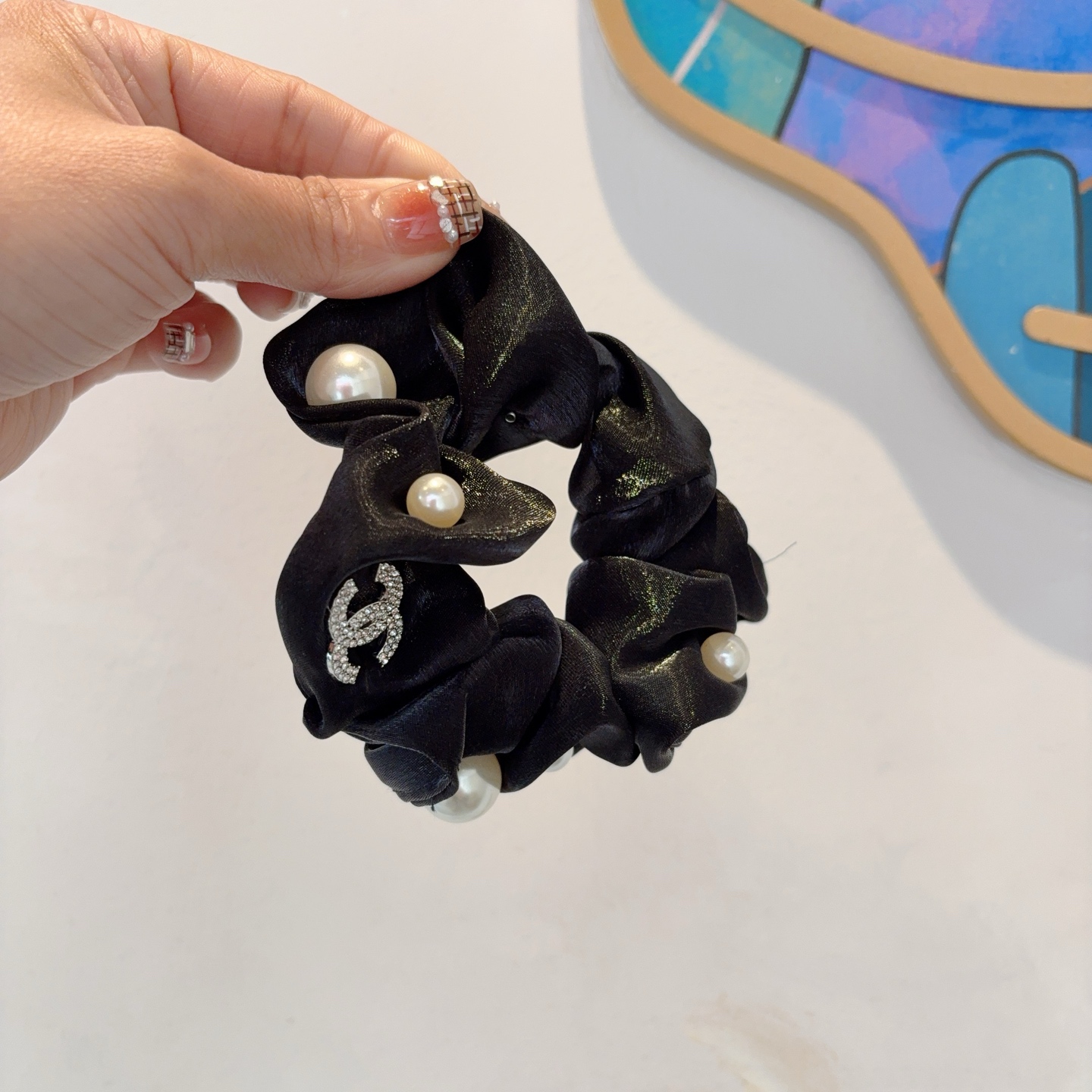 CHANEL シャネル ヘアゴム 本革 ピンクゴールド ブラック - 画像 2