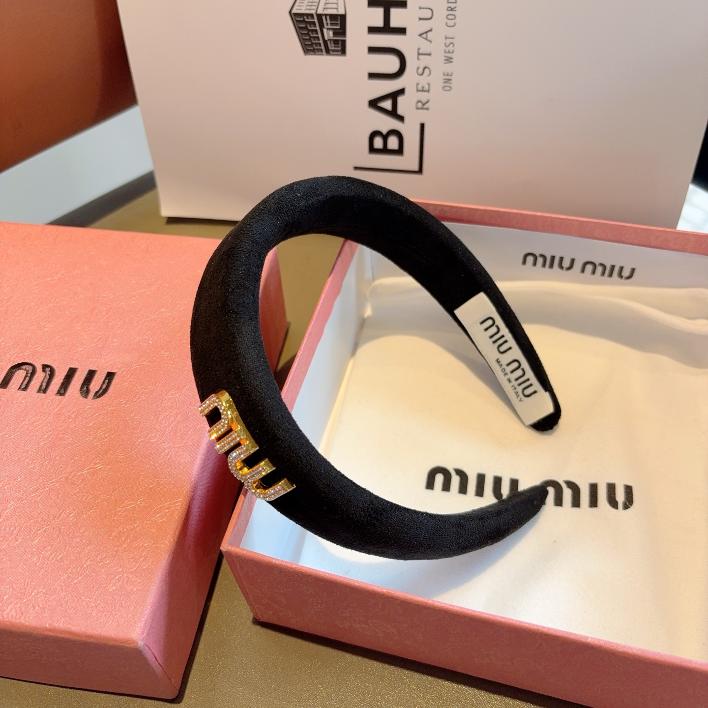 MIU MIU ミウ ヘアバンド ミュウミュウ ブラック ベージュ - 画像 5