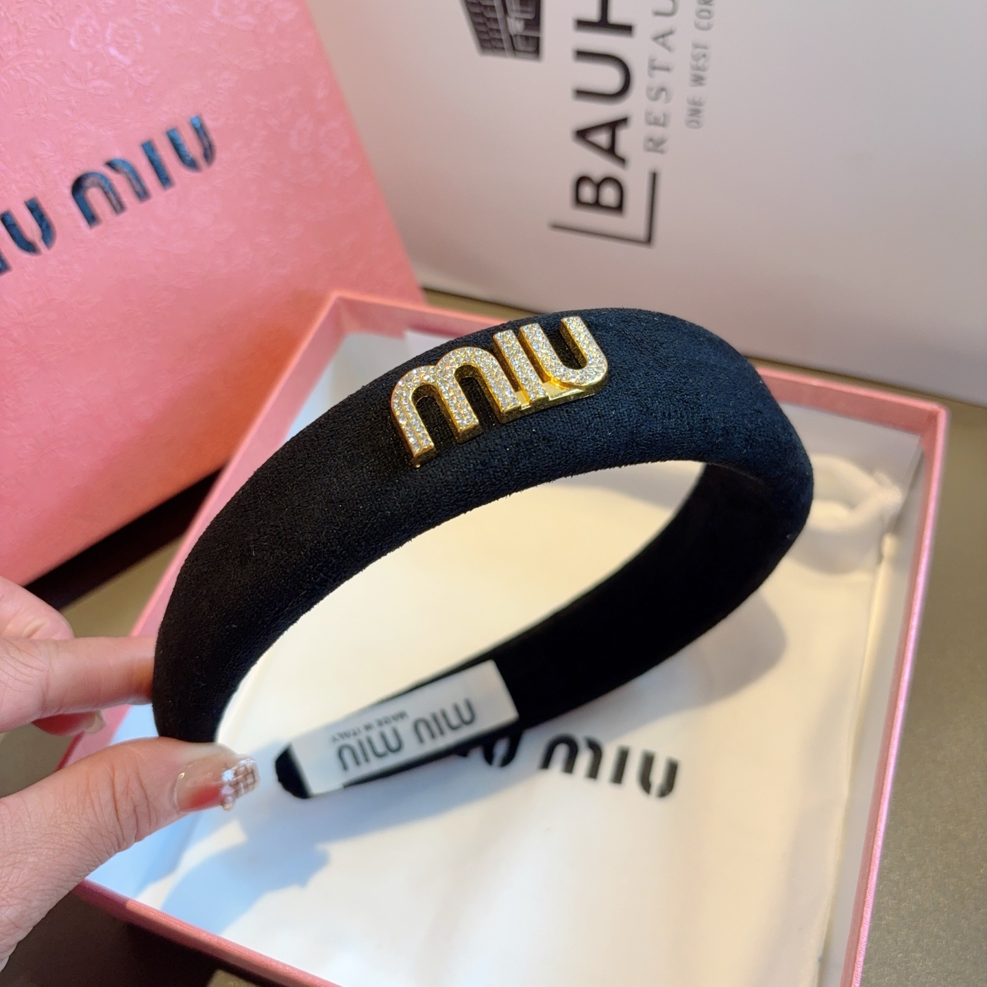 MIU MIU ミウ ヘアバンド ミュウミュウ ブラック ベージュ - 画像 6