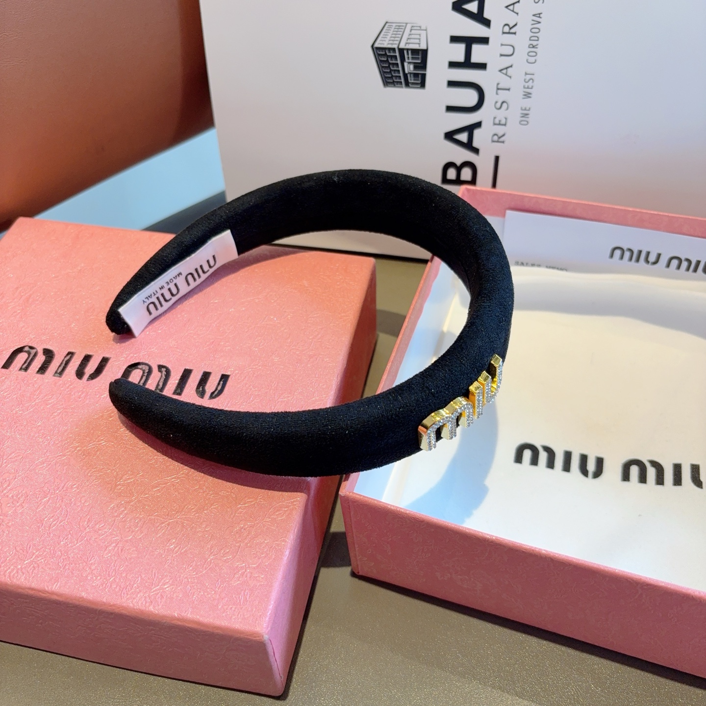 MIU MIU ミウ ヘアバンド ミュウミュウ ブラック ベージュ - 画像 8