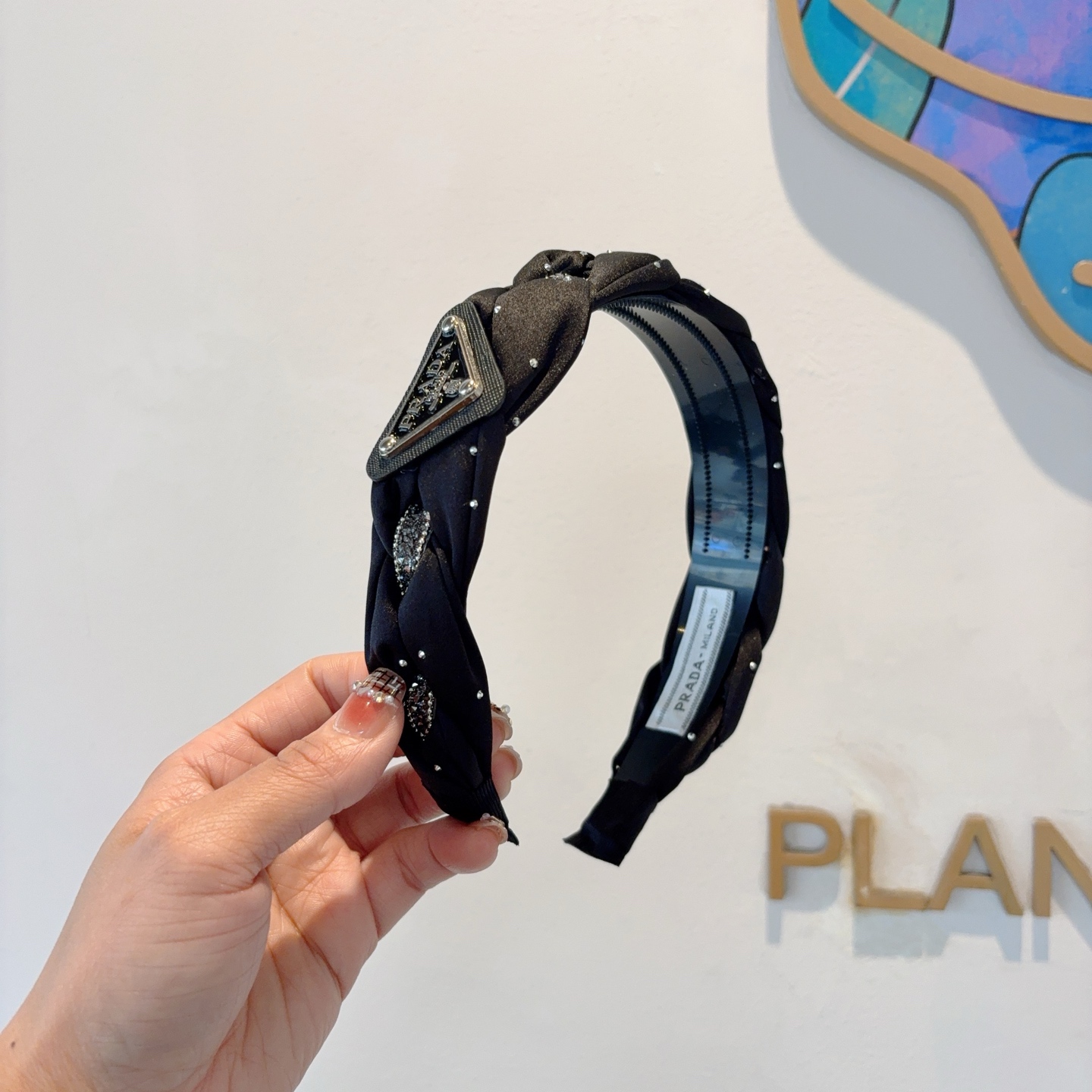 PRADA プラダ ヘッドバンド ブラック プラダロゴ ブラック