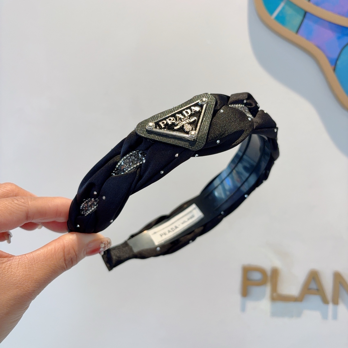 PRADA プラダ ヘッドバンド ブラック プラダロゴ ブラック - 画像 3
