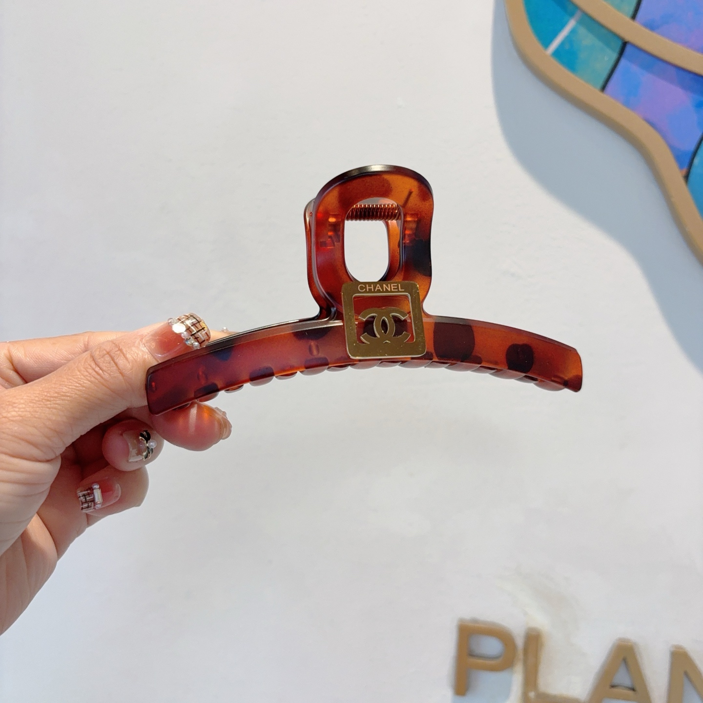 CHANEL シャネル ヘアクリップ 本革 シルク ブラック ネイビー ベージュ 全3色 - 画像 2