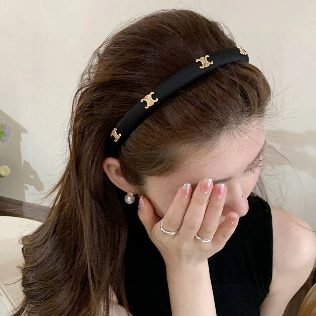 CELINE シャネル ヘアバンド 本革 ブラック 全3色