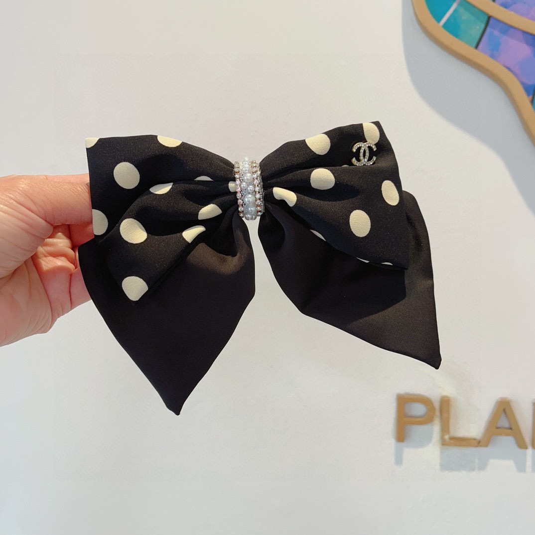 CHANEL シャネル ボウ留 本革 ポルカドット ピンク ファッションヘアアクセサリー 全3色