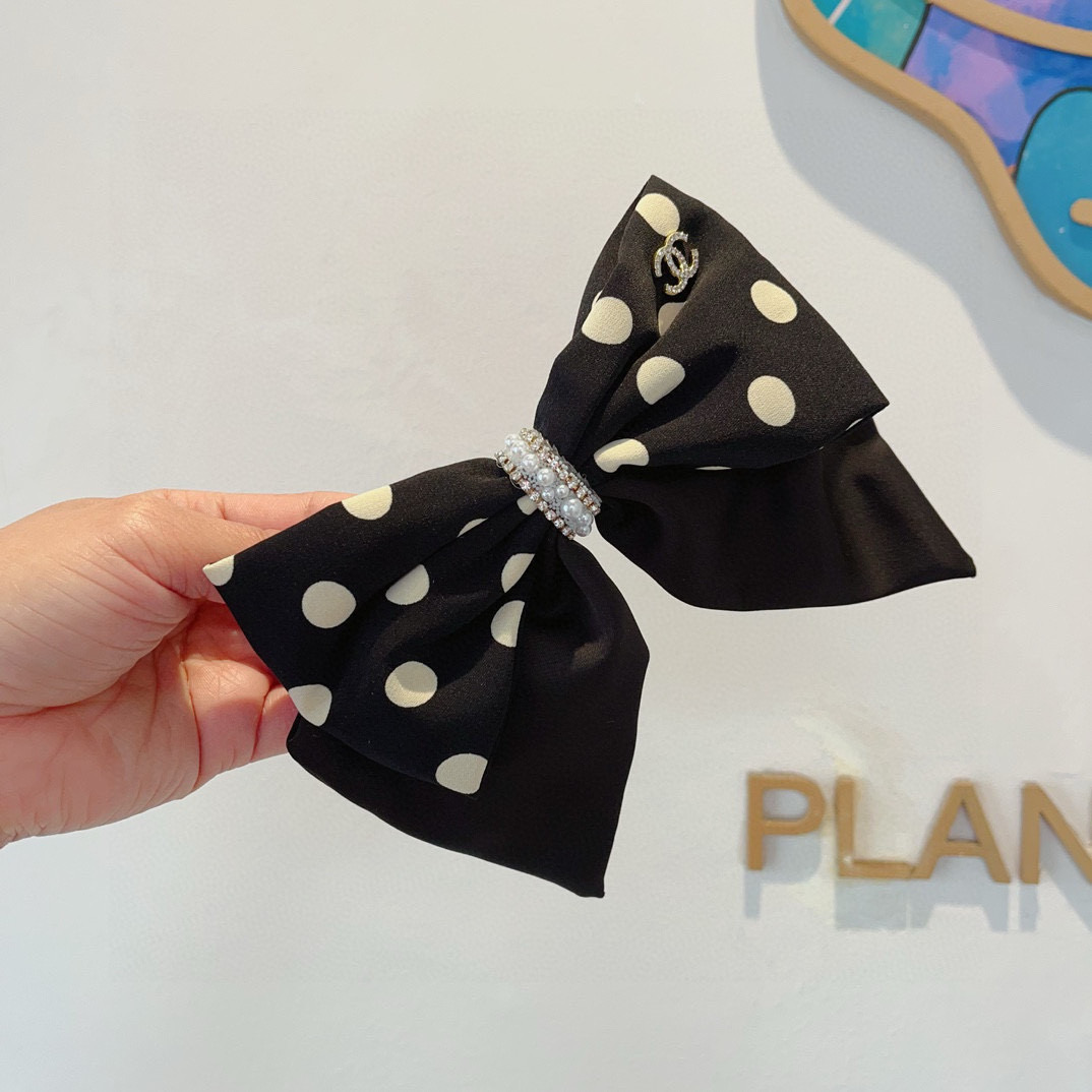 CHANEL シャネル ボウ留 本革 ポルカドット ピンク ファッションヘアアクセサリー 全3色 - 画像 2