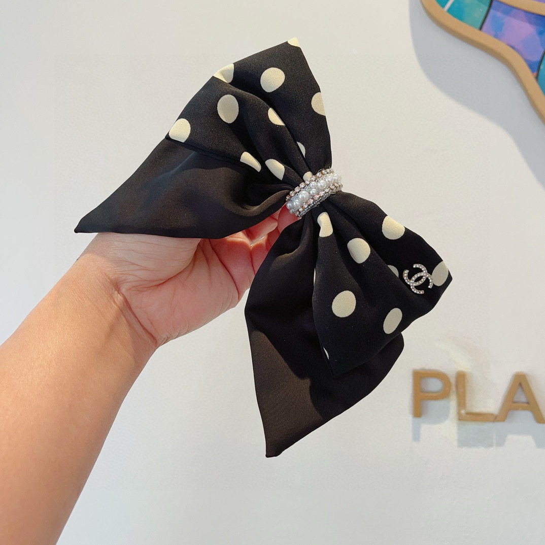 CHANEL シャネル ボウ留 本革 ポルカドット ピンク ファッションヘアアクセサリー 全3色 - 画像 3