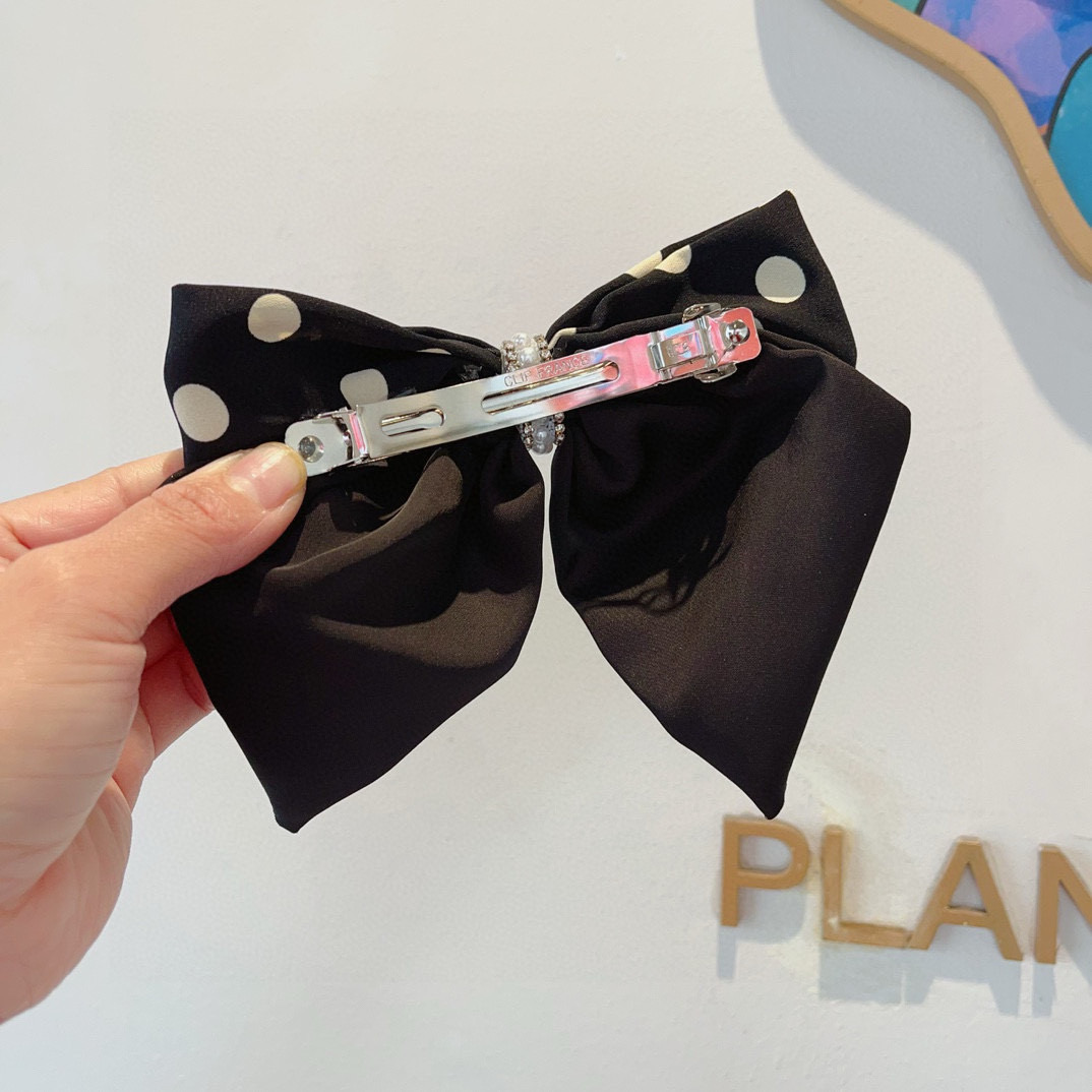 CHANEL シャネル ボウ留 本革 ポルカドット ピンク ファッションヘアアクセサリー 全3色 - 画像 5