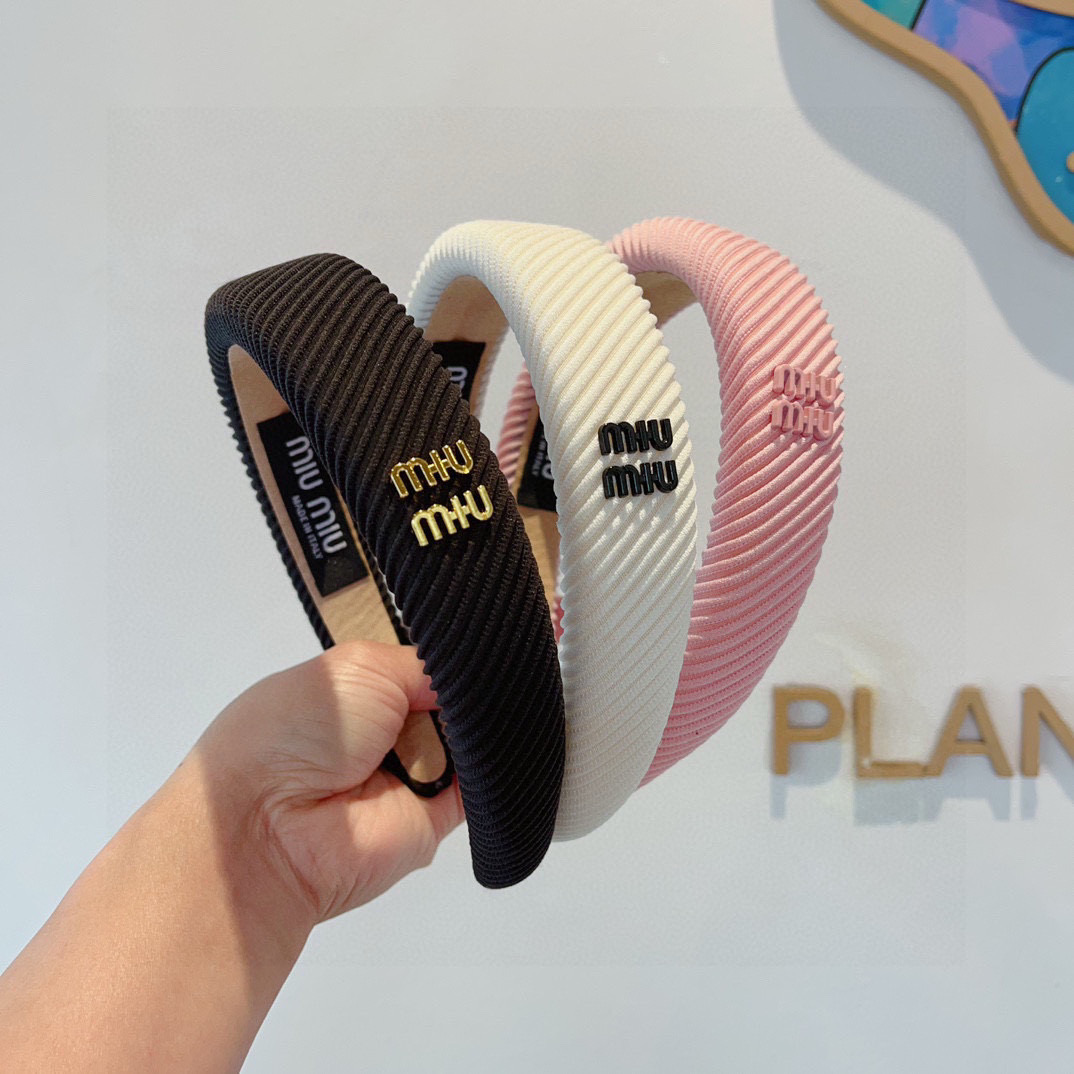 MIU MIU ミウミウ ヘアバンド フリル シルク風 プリーツ 全3色