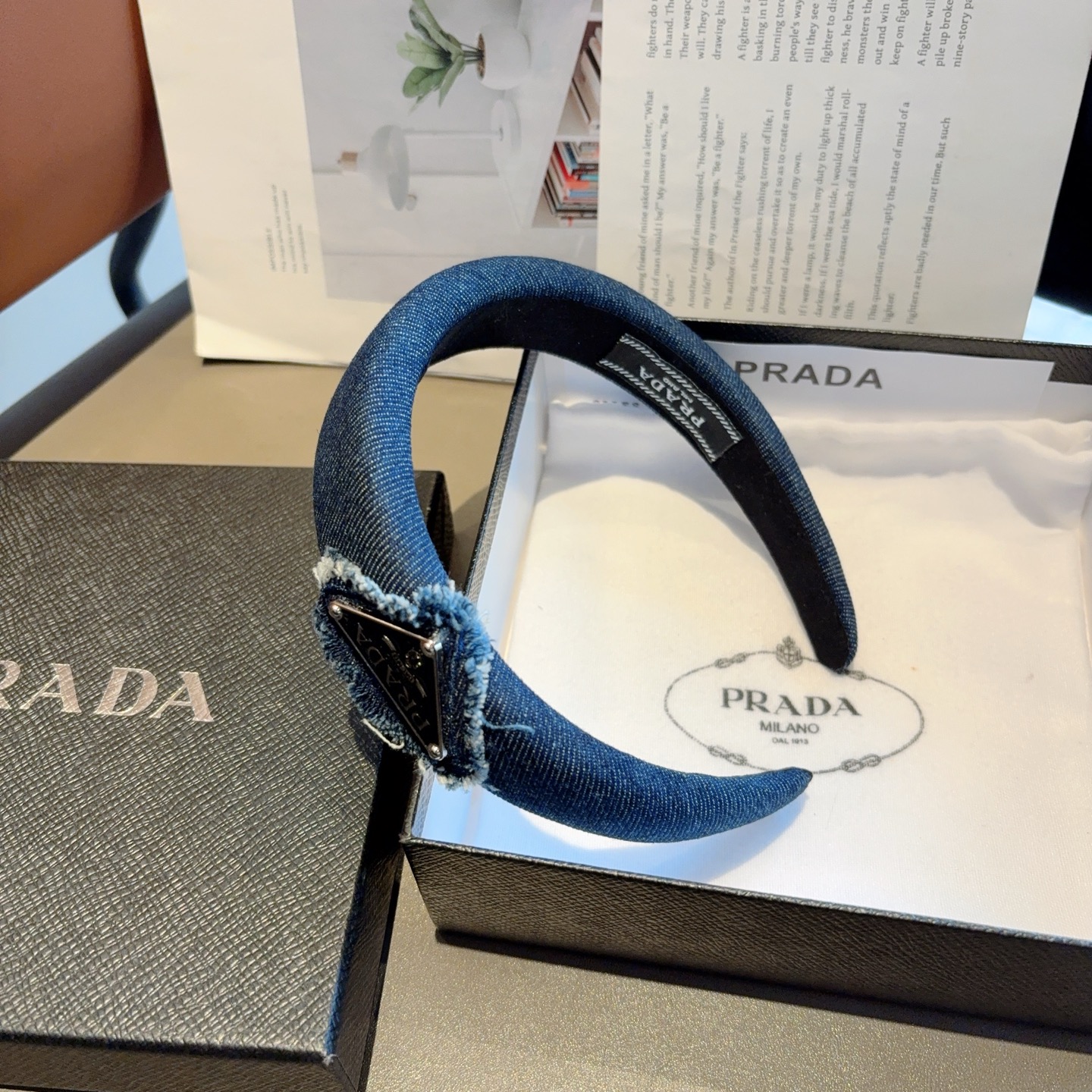 PRADA プラダ デニムヘアバンド ファッション ブランド 限定 ブラック - 画像 5