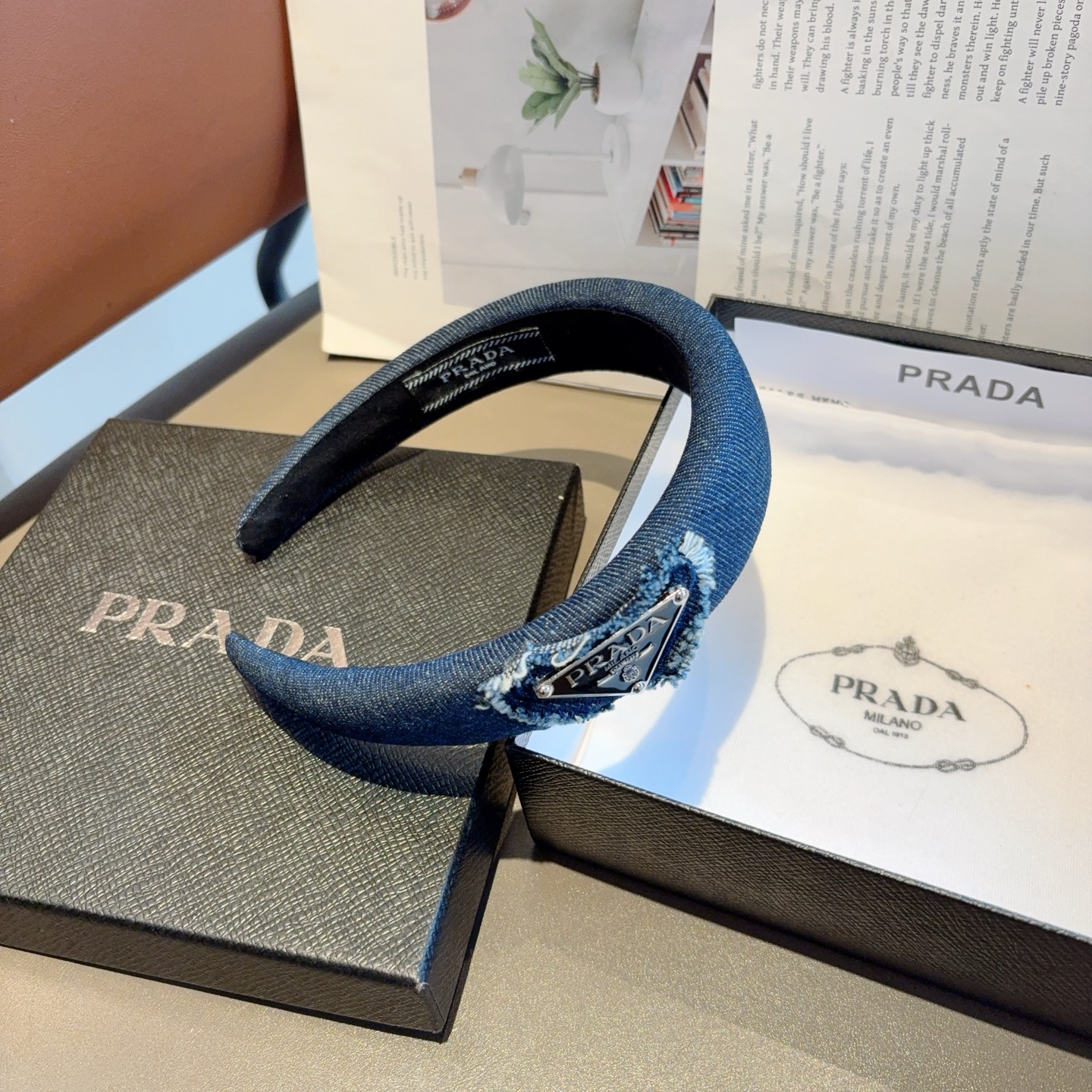 PRADA プラダ デニムヘアバンド ファッション ブランド 限定 ブラック - 画像 7