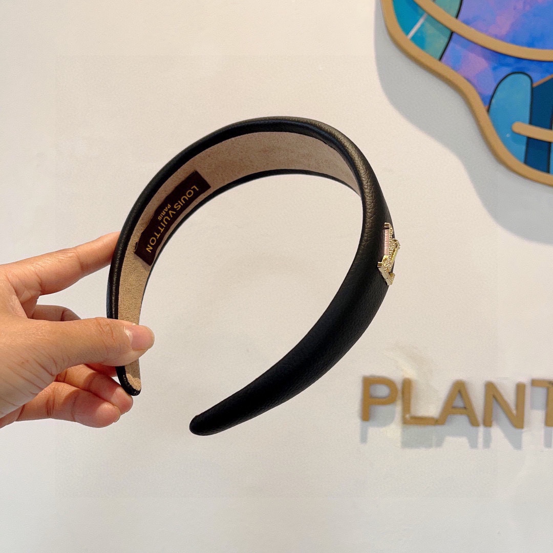 LOUIS VUITTON ルイヴィトン ヘアバンド 本革 ブラック ホワイト - 画像 4