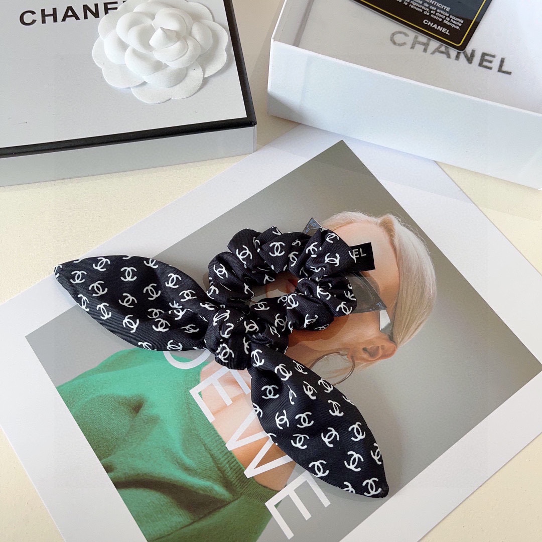CHANEL シャネル ヘアアクセサリー ヘアゴム ブラック ホワイト 全2色 - 画像 2