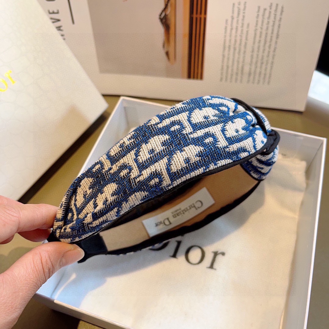 DIOR ディオール ヘアバンド ディオール オブリーク 限定カラー ブルー/ホワイト 全2色 - 画像 6